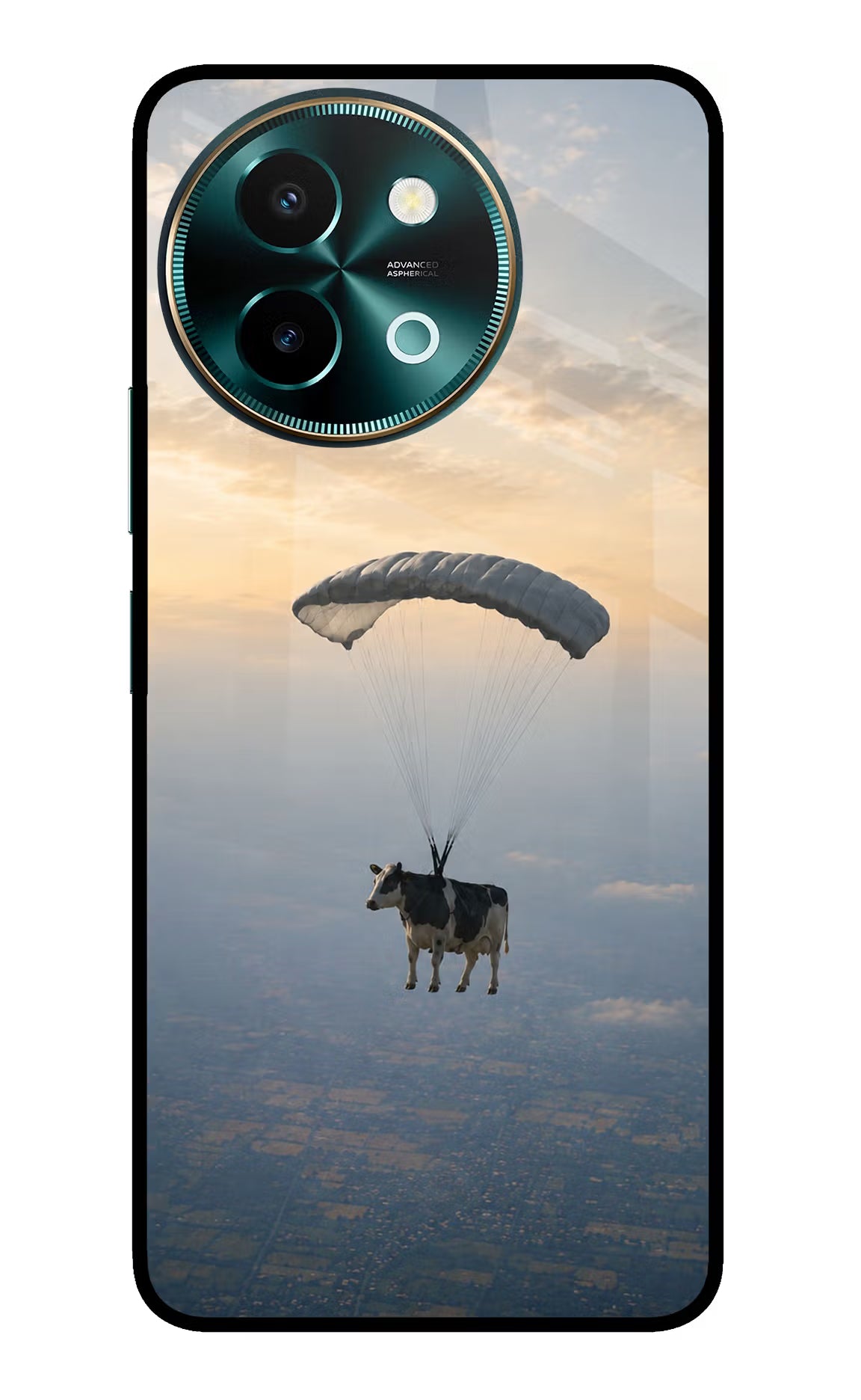 Skydiving Cow Vivo Y58 5G Glass Case