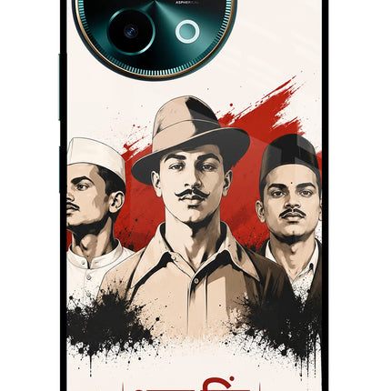 Bhagat Singh Trio Vivo Y58 5G Glass Case Back Cover by Casekaro