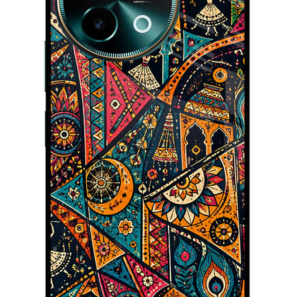 Folk Print Vivo Y58 5G Glass Case