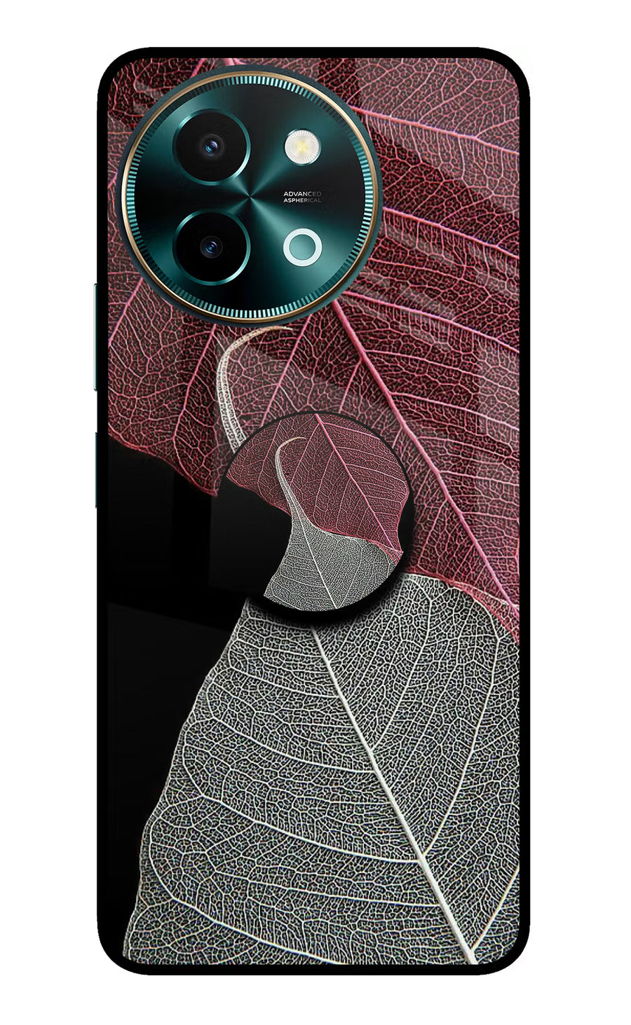 Leaf Pattern Vivo Y58 5G Pop Case, Glass case