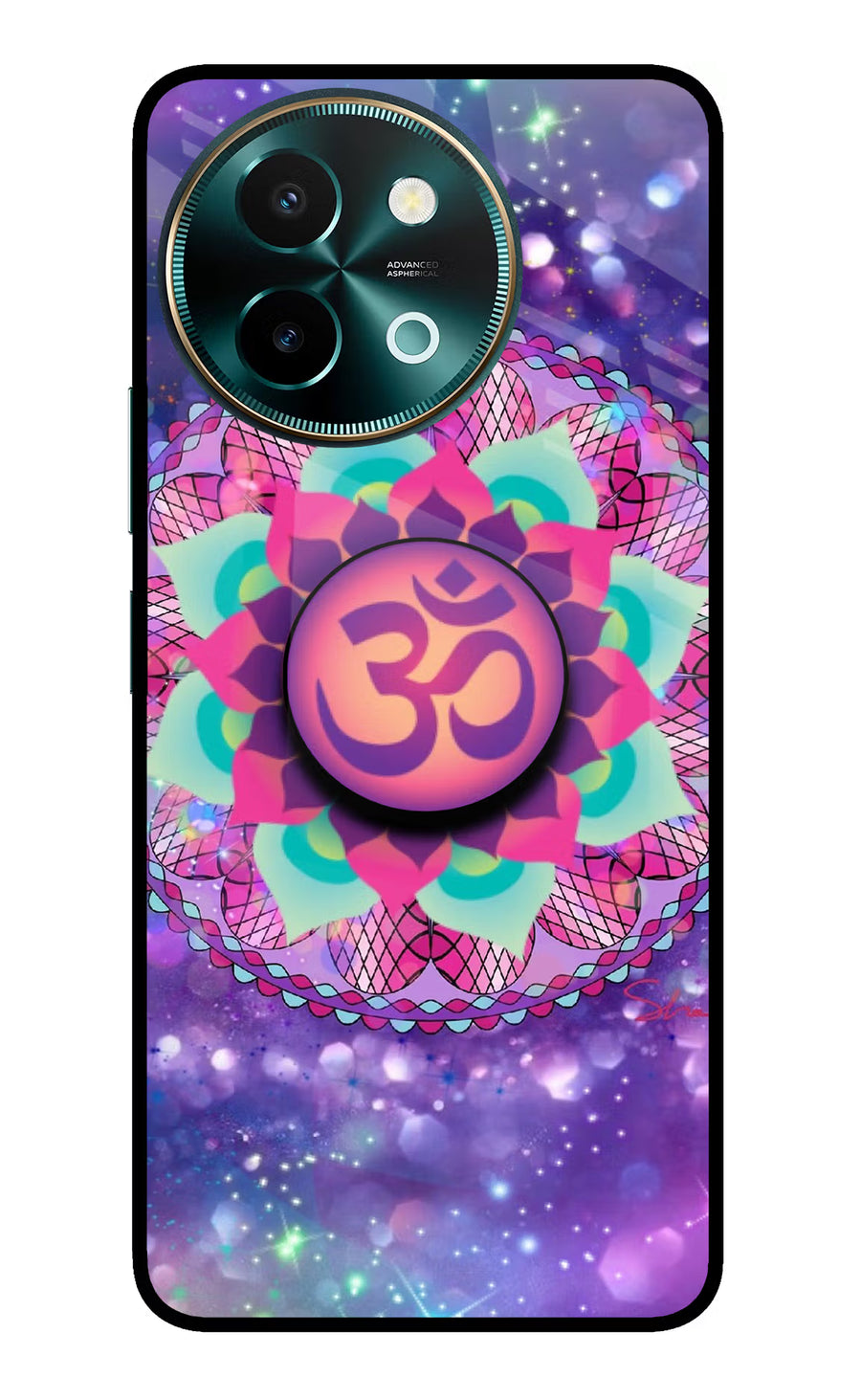Om Purple Vivo Y58 5G Pop Case, Glass case
