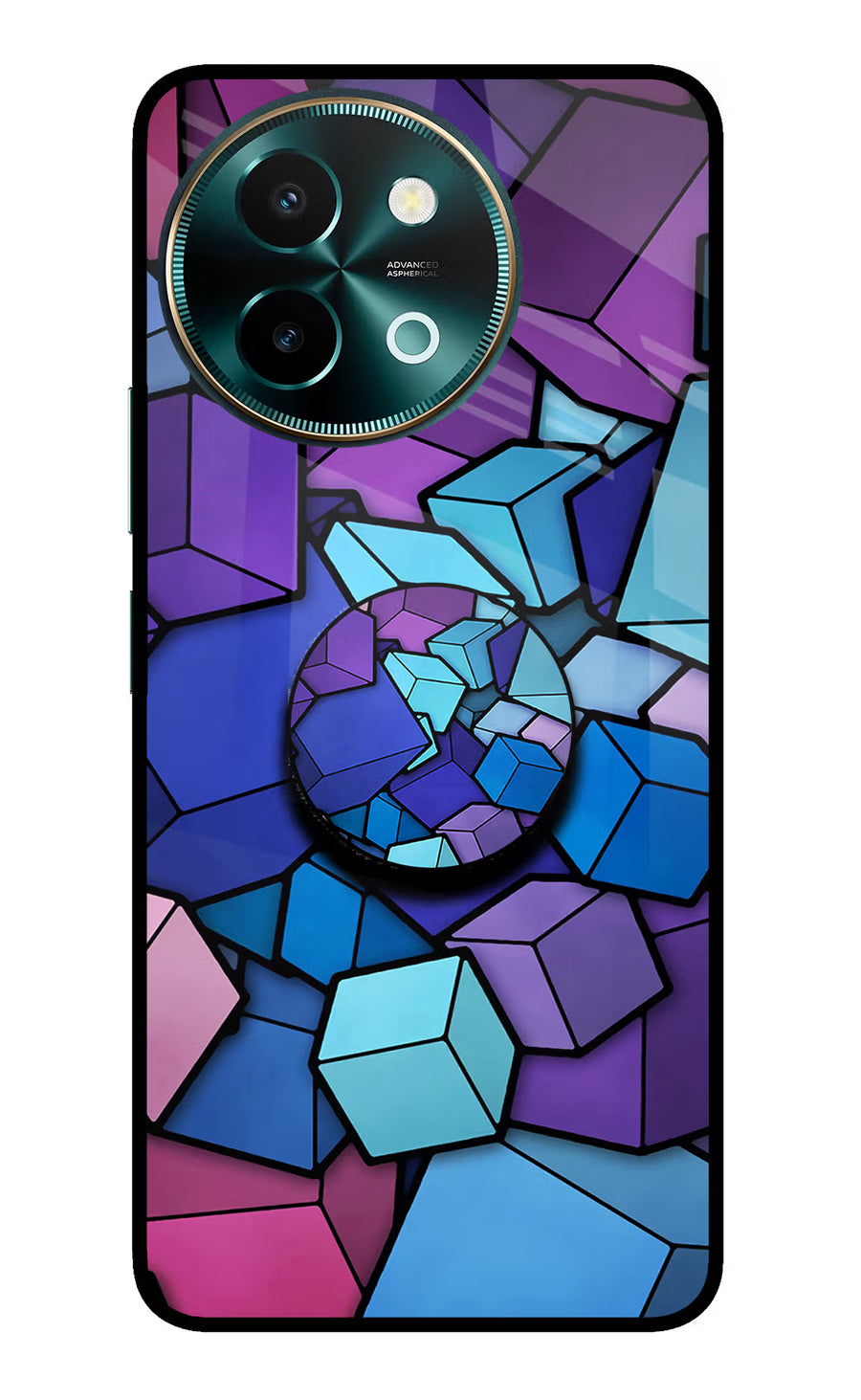 Cubic Abstract Vivo Y58 5G Pop Case, Glass case