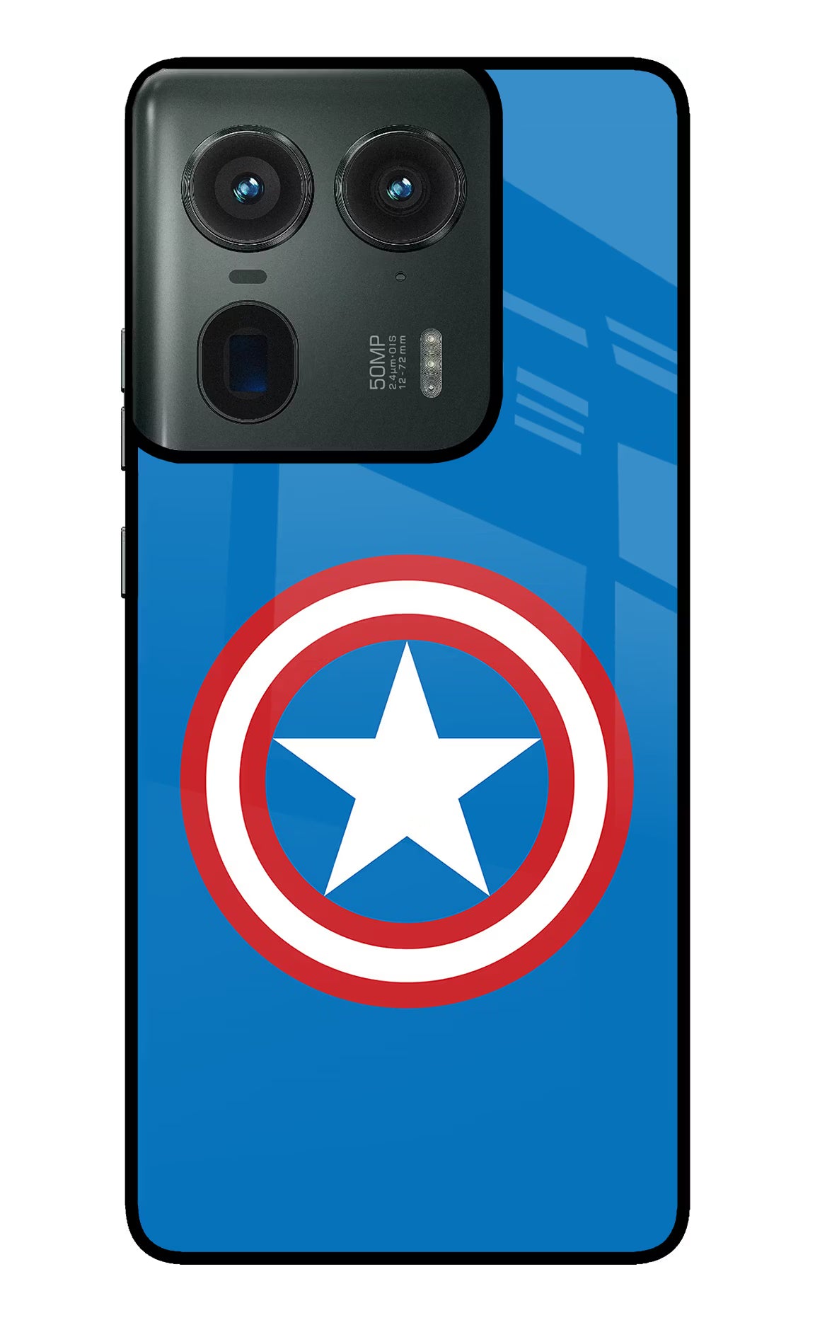 Captain America Logo Moto Edge 50 Ultra 5G Glass Case Back Cover by Casekaro