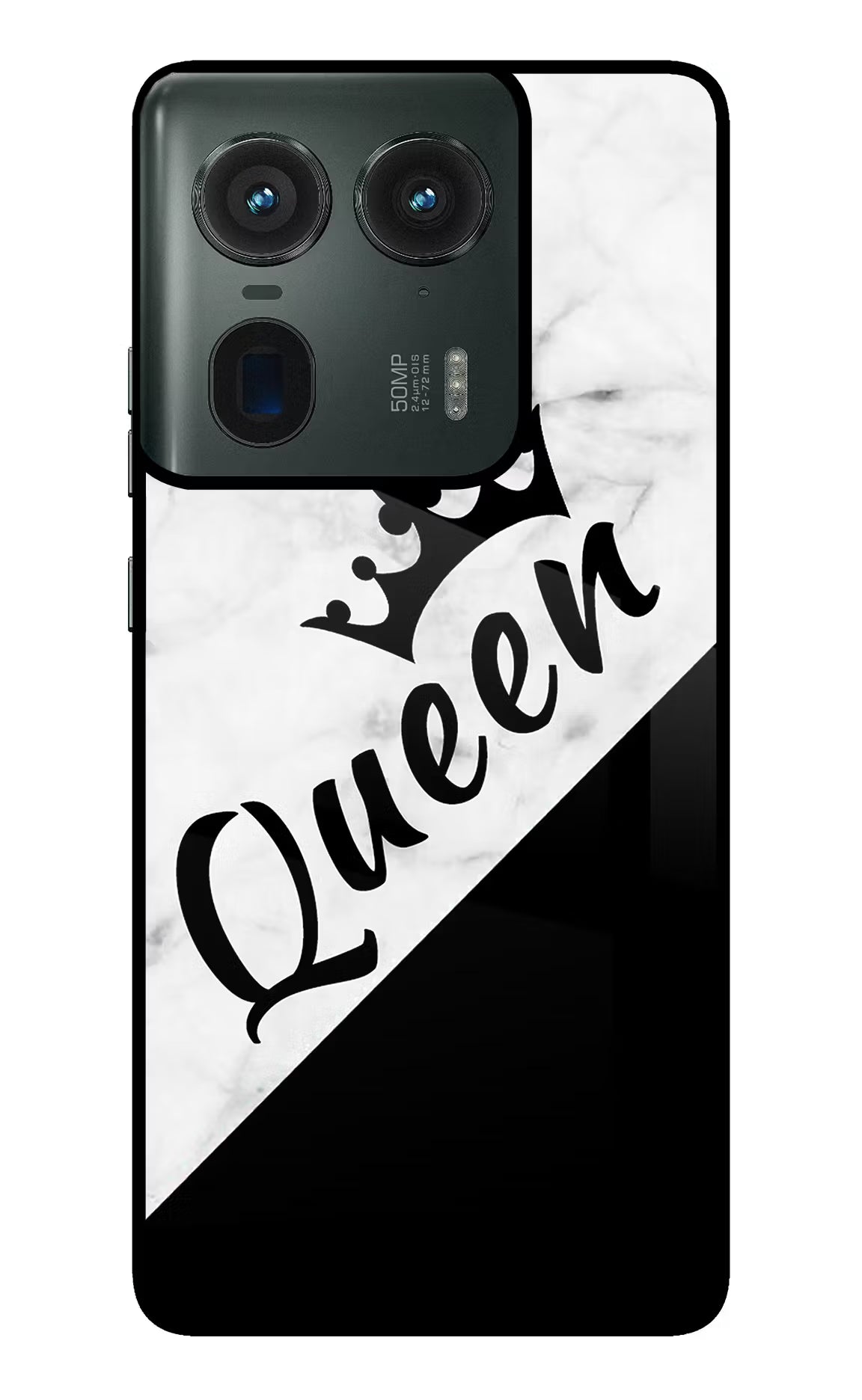 Queen Moto Edge 50 Ultra 5G Glass Case Back Cover by Casekaro