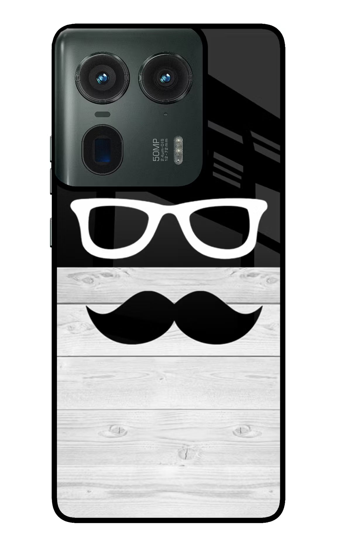 Mustache Moto Edge 50 Ultra 5G Glass Case Back Cover by Casekaro