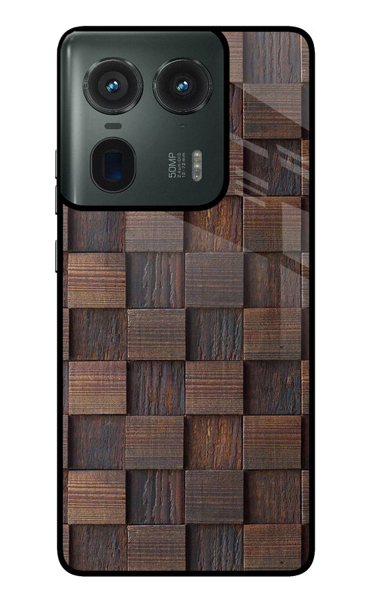 Wooden Cube Design Moto Edge 50 Ultra 5G Glass Case