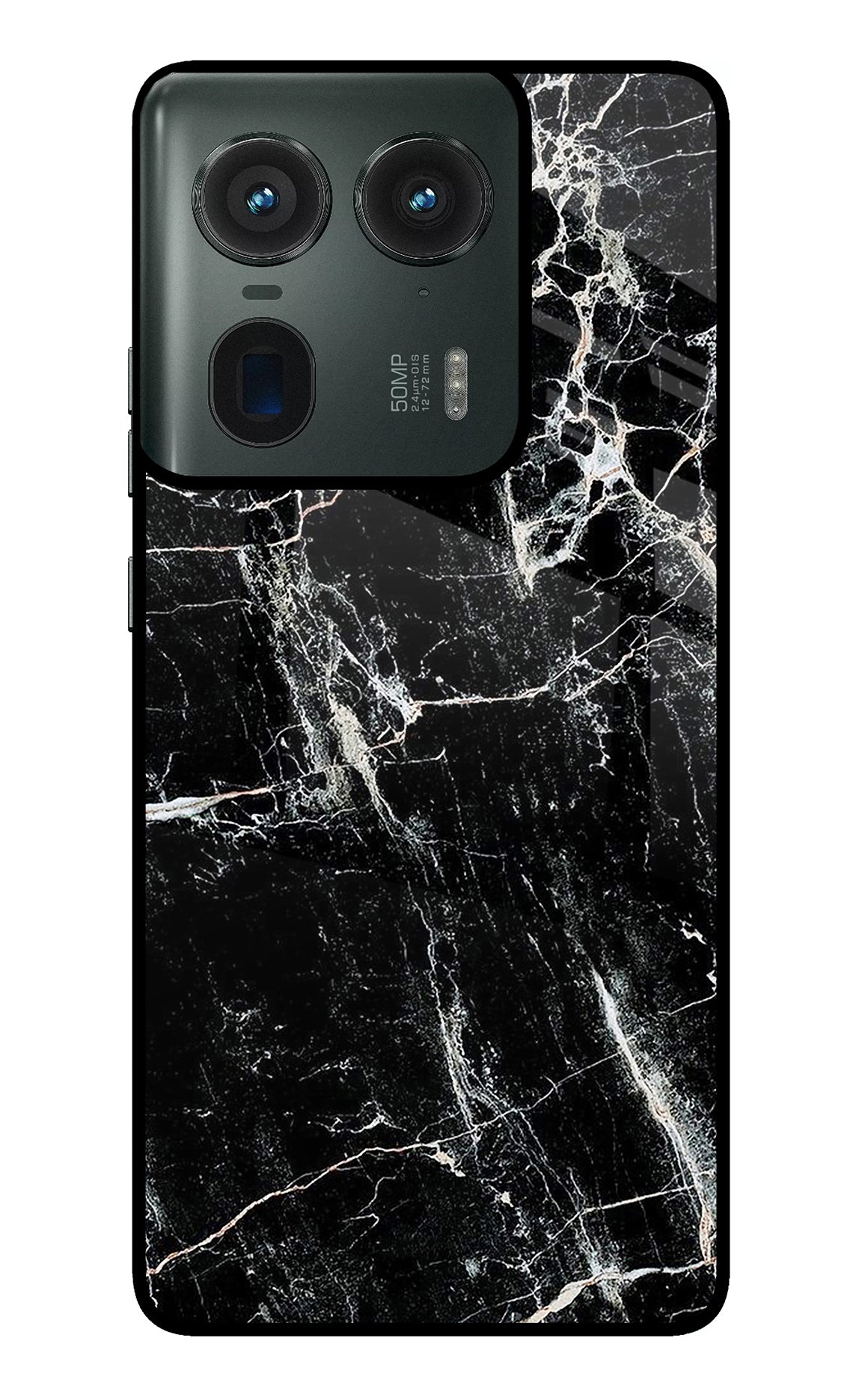 Black Marble Texture Moto Edge 50 Ultra 5G Glass Case