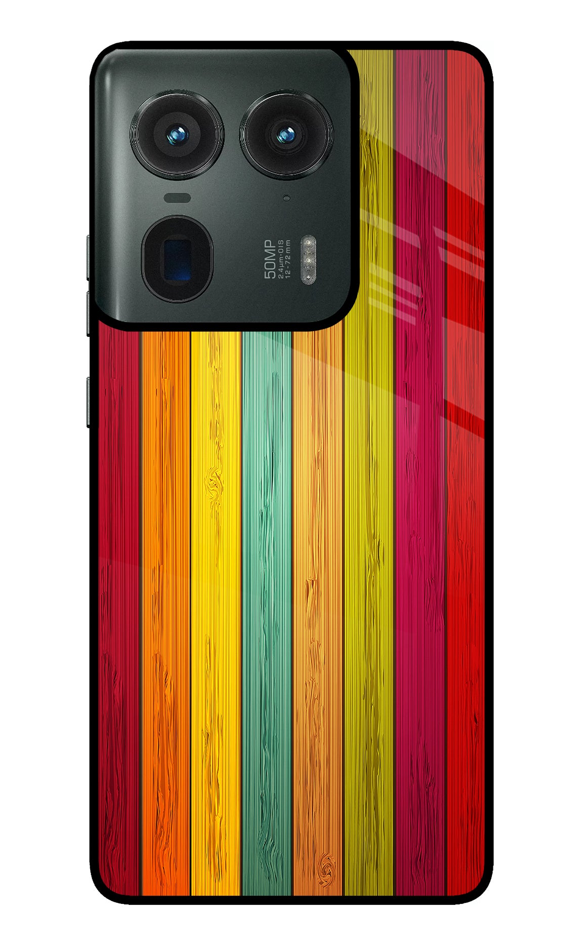 Multicolor Wooden Moto Edge 50 Ultra 5G Glass Case