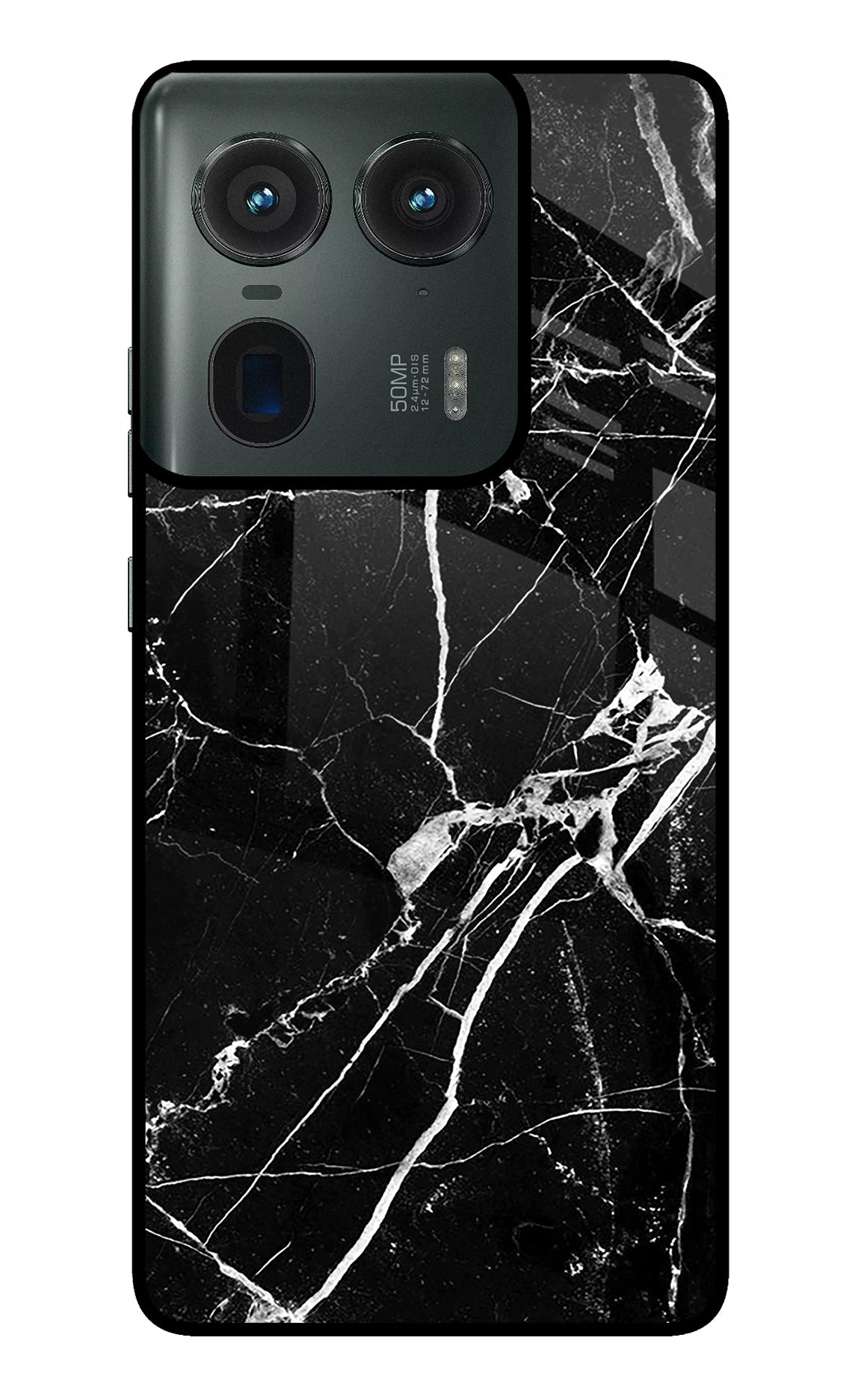 Black Marble Pattern Moto Edge 50 Ultra 5G Glass Case