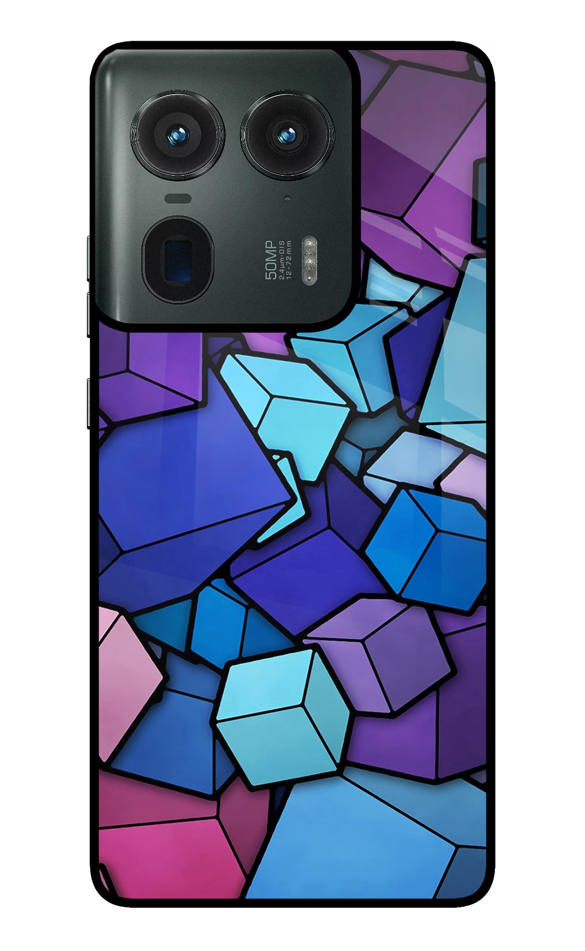 Cubic Abstract Moto Edge 50 Ultra 5G Glass Case