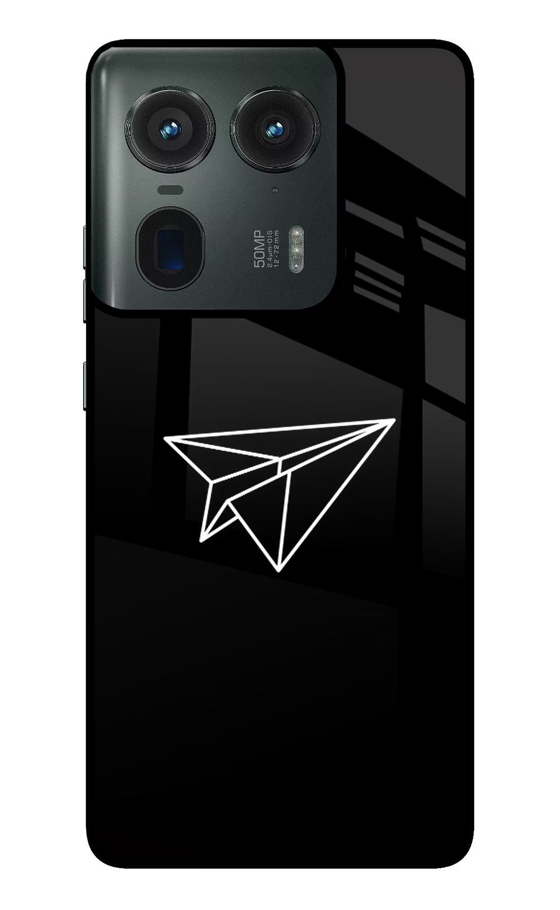 Paper Plane White Moto Edge 50 Ultra 5G Glass Case Back Cover by Casekaro