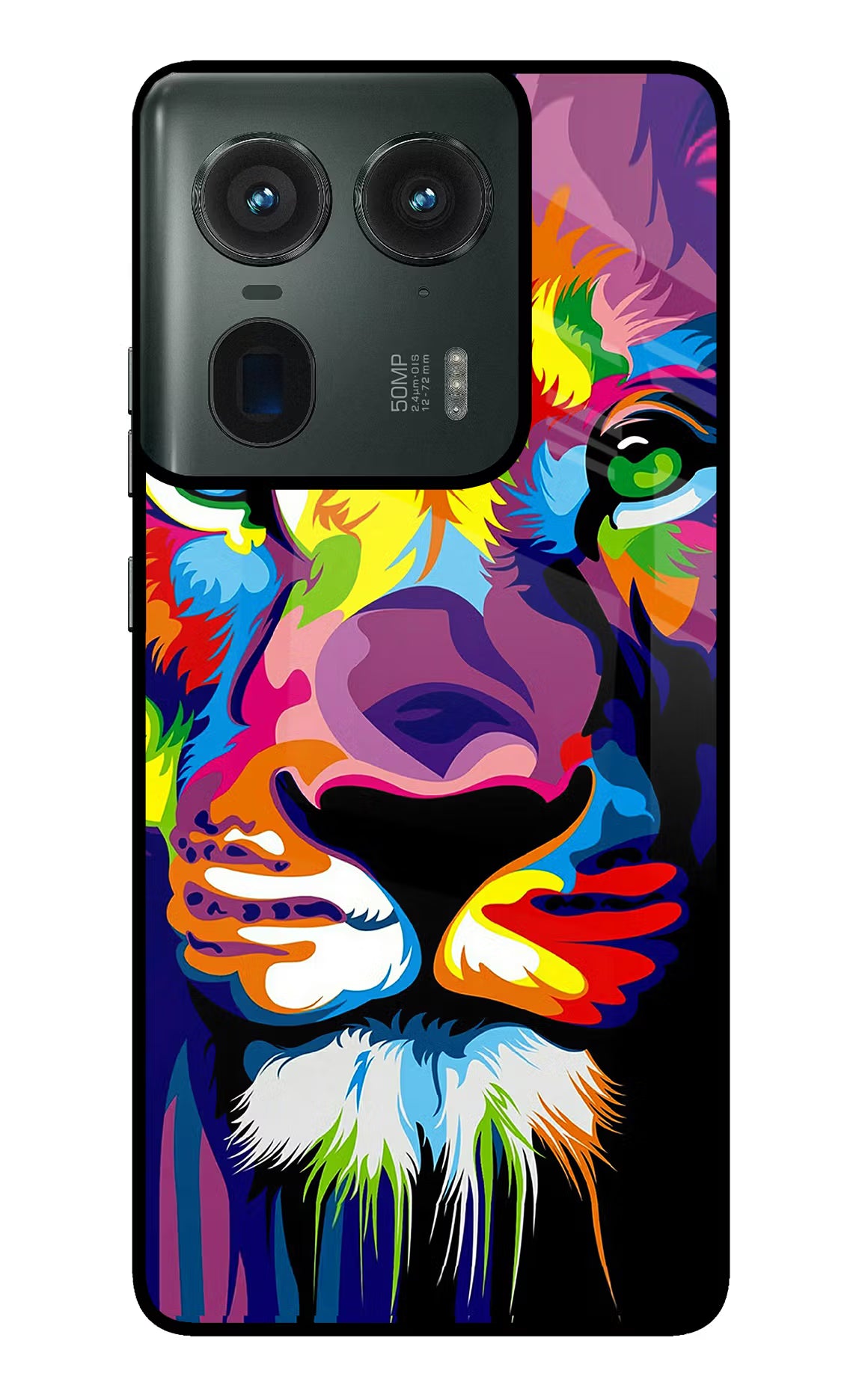 Lion Moto Edge 50 Ultra 5G Glass Case Back Cover by Casekaro