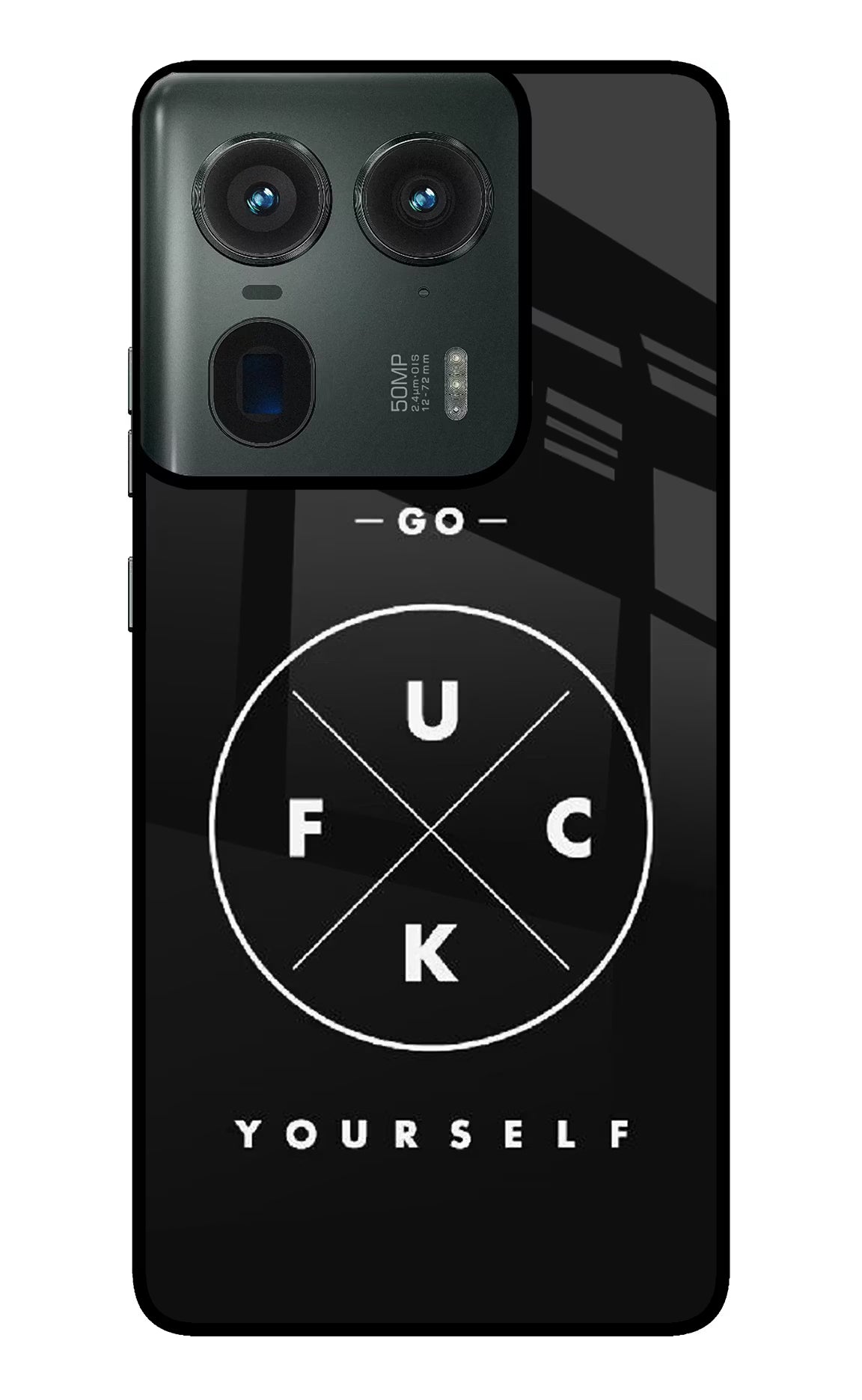 Go Fuck Yourself Moto Edge 50 Ultra 5G Glass Case Back Cover by Casekaro