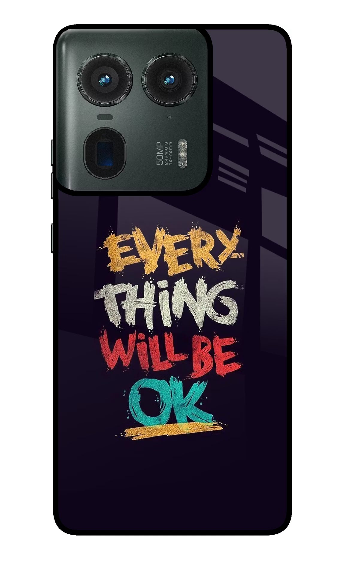 Everything Will Be Ok Moto Edge 50 Ultra 5G Glass Case Back Cover by Casekaro