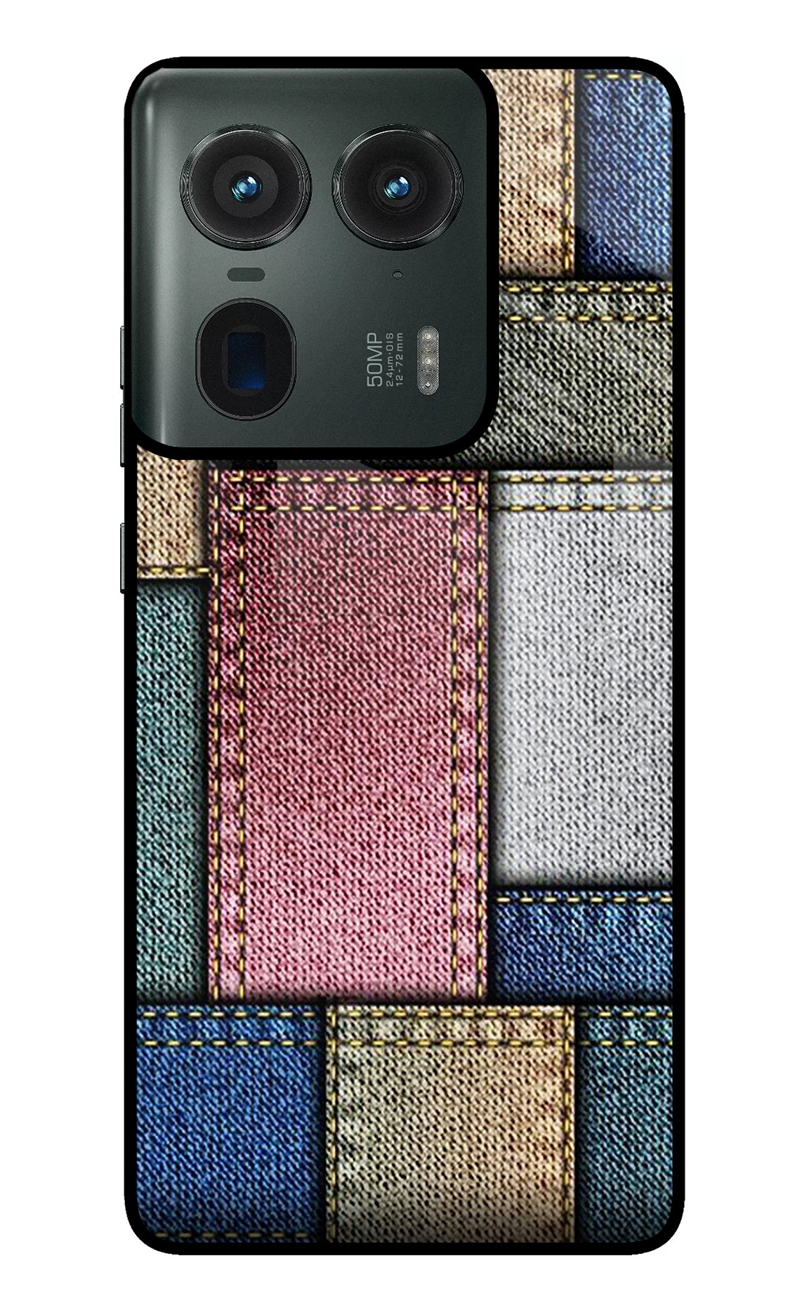 Multicolor Jeans Moto Edge 50 Ultra 5G Glass Case