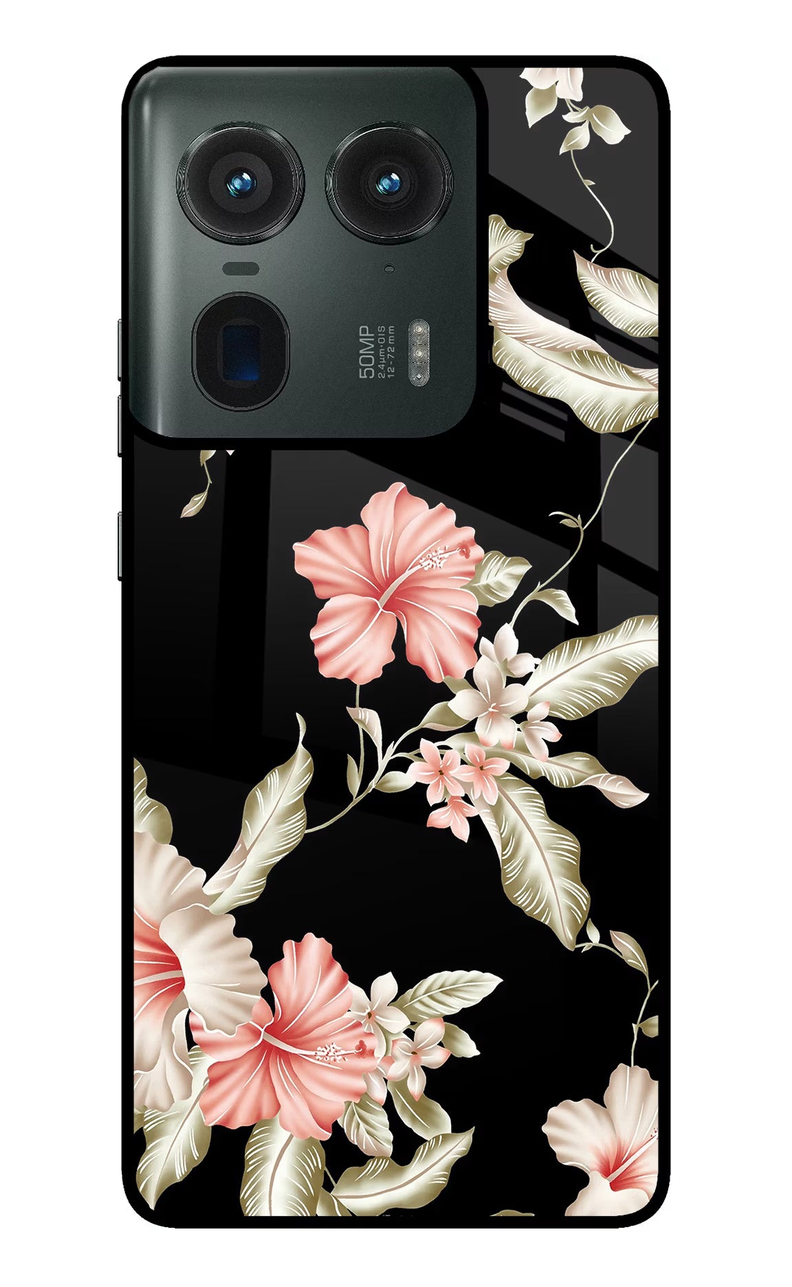 Flowers Moto Edge 50 Ultra 5G Glass Case Back Cover by Casekaro