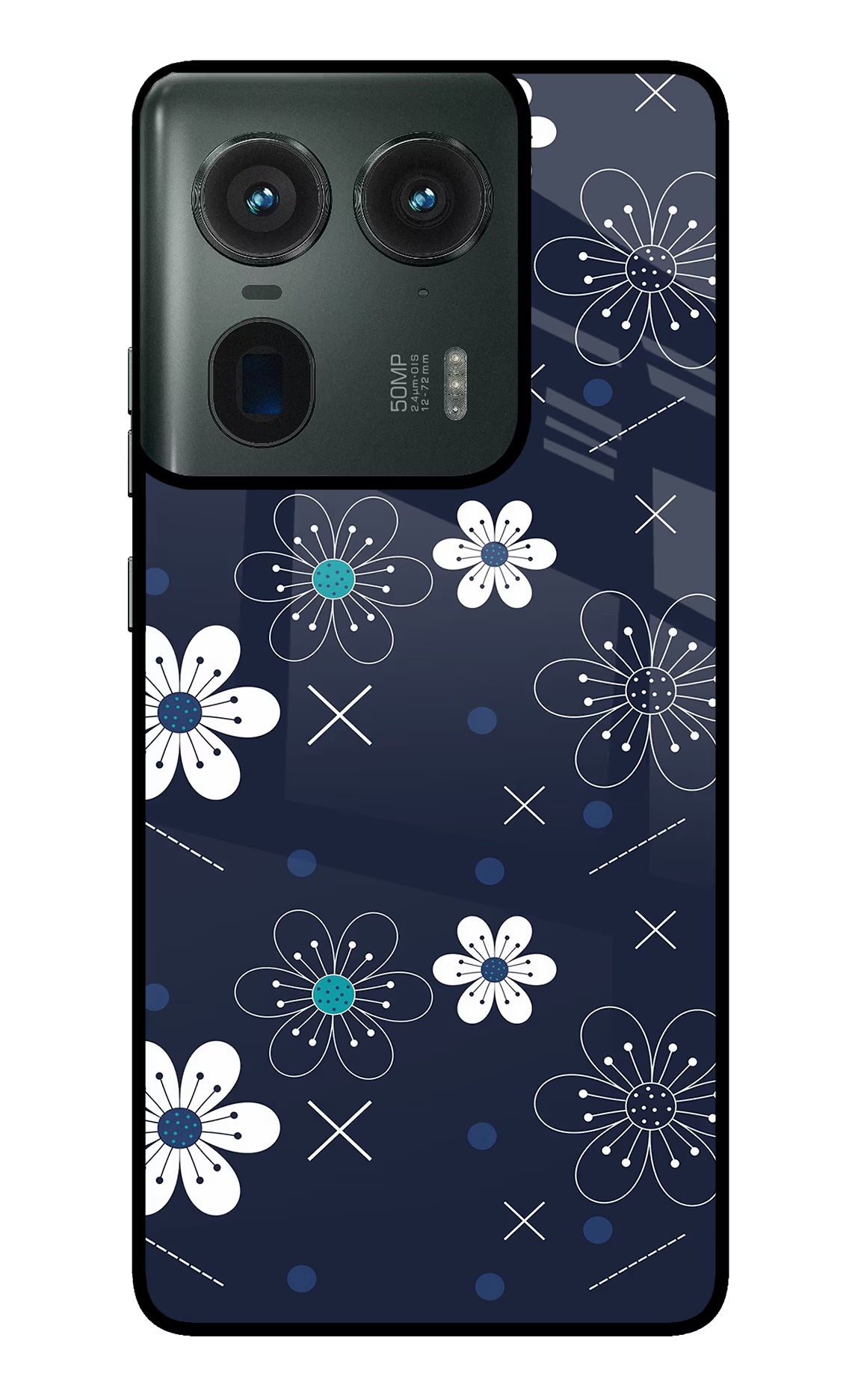 Flowers Moto Edge 50 Ultra 5G Glass Case Back Cover by Casekaro