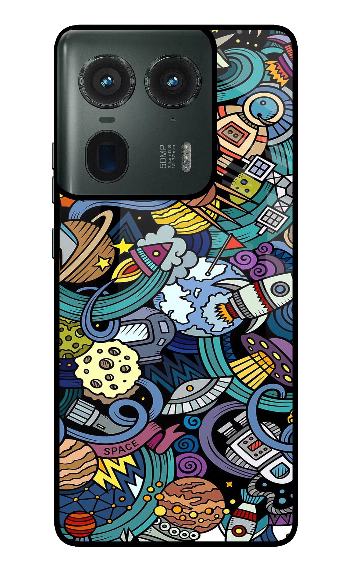 Space Abstract Moto Edge 50 Ultra 5G Glass Case Back Cover by Casekaro