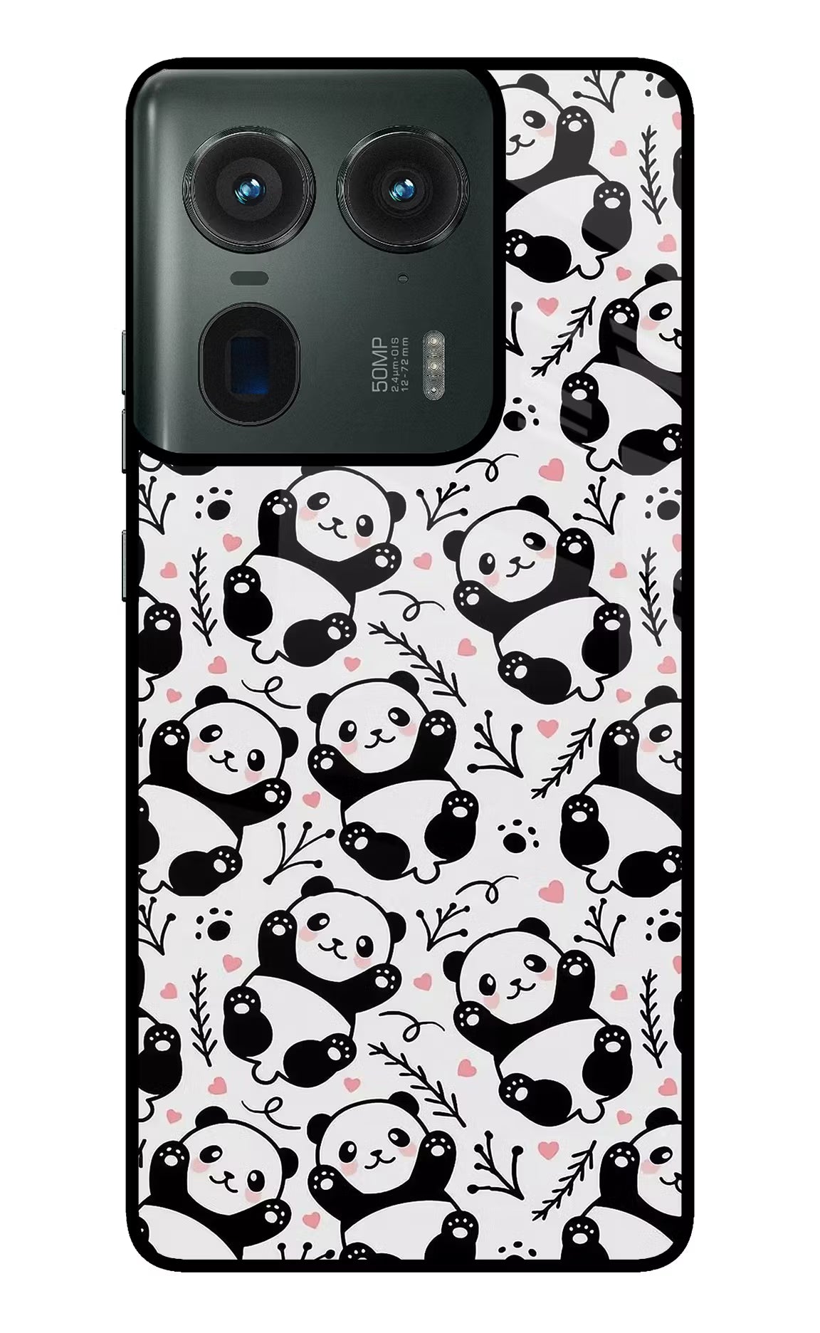 Cute Panda Moto Edge 50 Ultra 5G Glass Case Back Cover by Casekaro