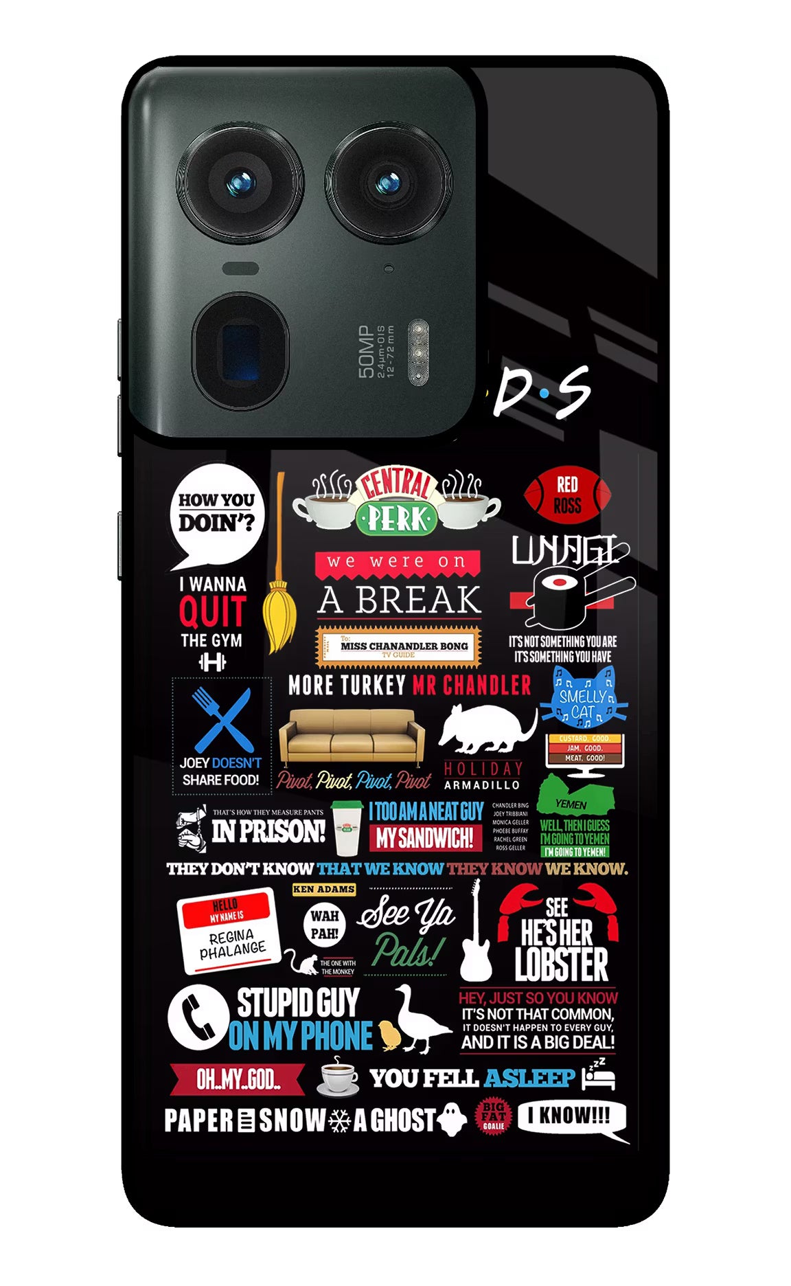 FRIENDS Moto Edge 50 Ultra 5G Glass Case Back Cover by Casekaro