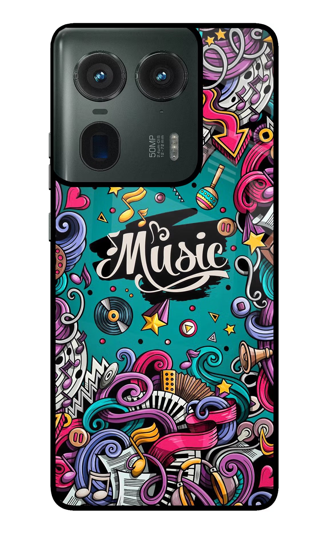 Music Graffiti Moto Edge 50 Ultra 5G Glass Case Back Cover by Casekaro