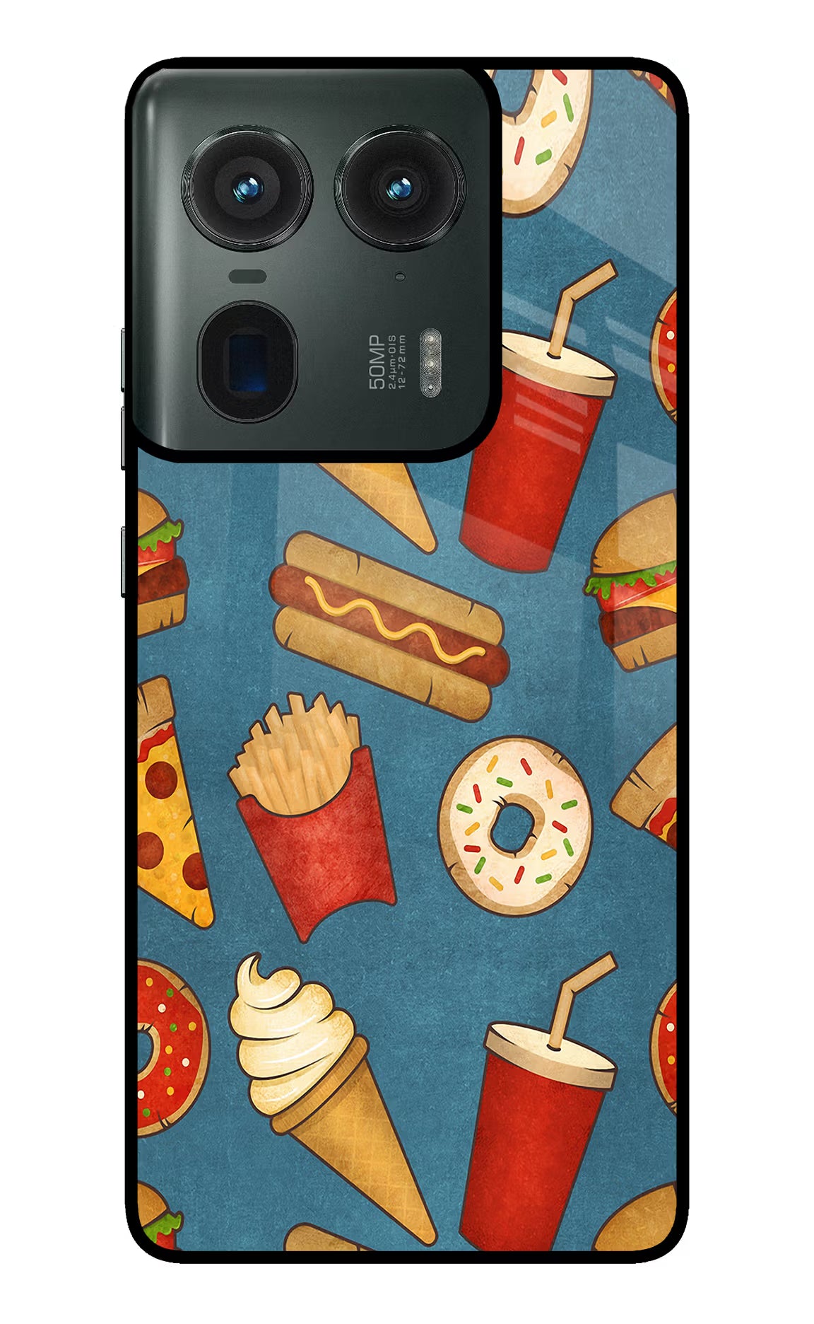 Foodie Moto Edge 50 Ultra 5G Glass Case Back Cover by Casekaro