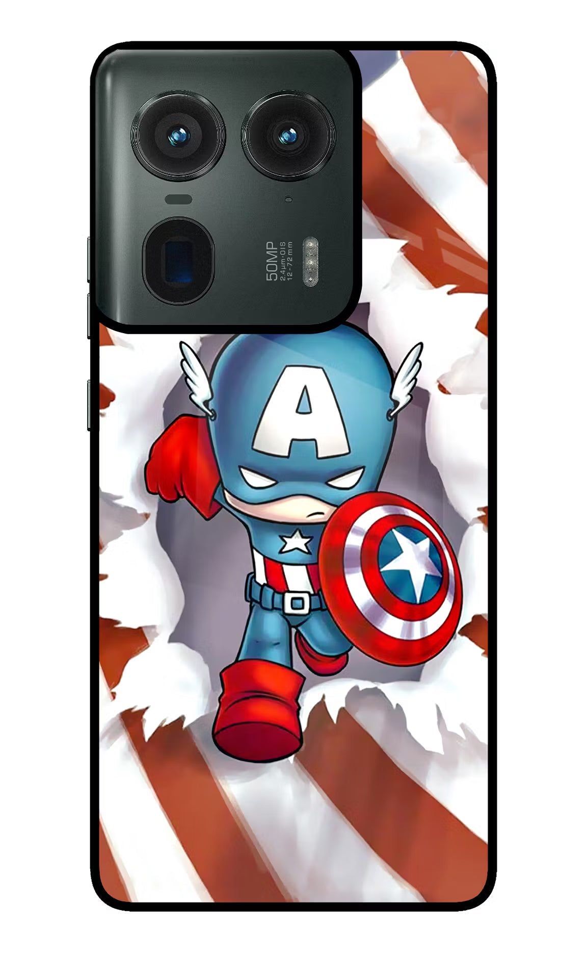 Captain America Moto Edge 50 Ultra 5G Glass Case Back Cover by Casekaro