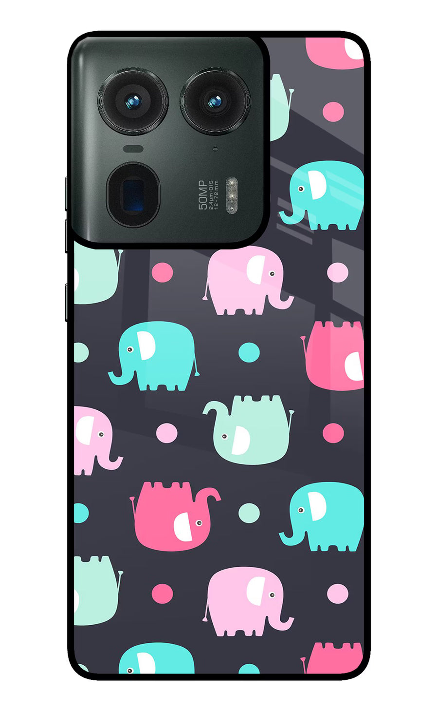 Elephants Moto Edge 50 Ultra 5G Back Cover, Glass case