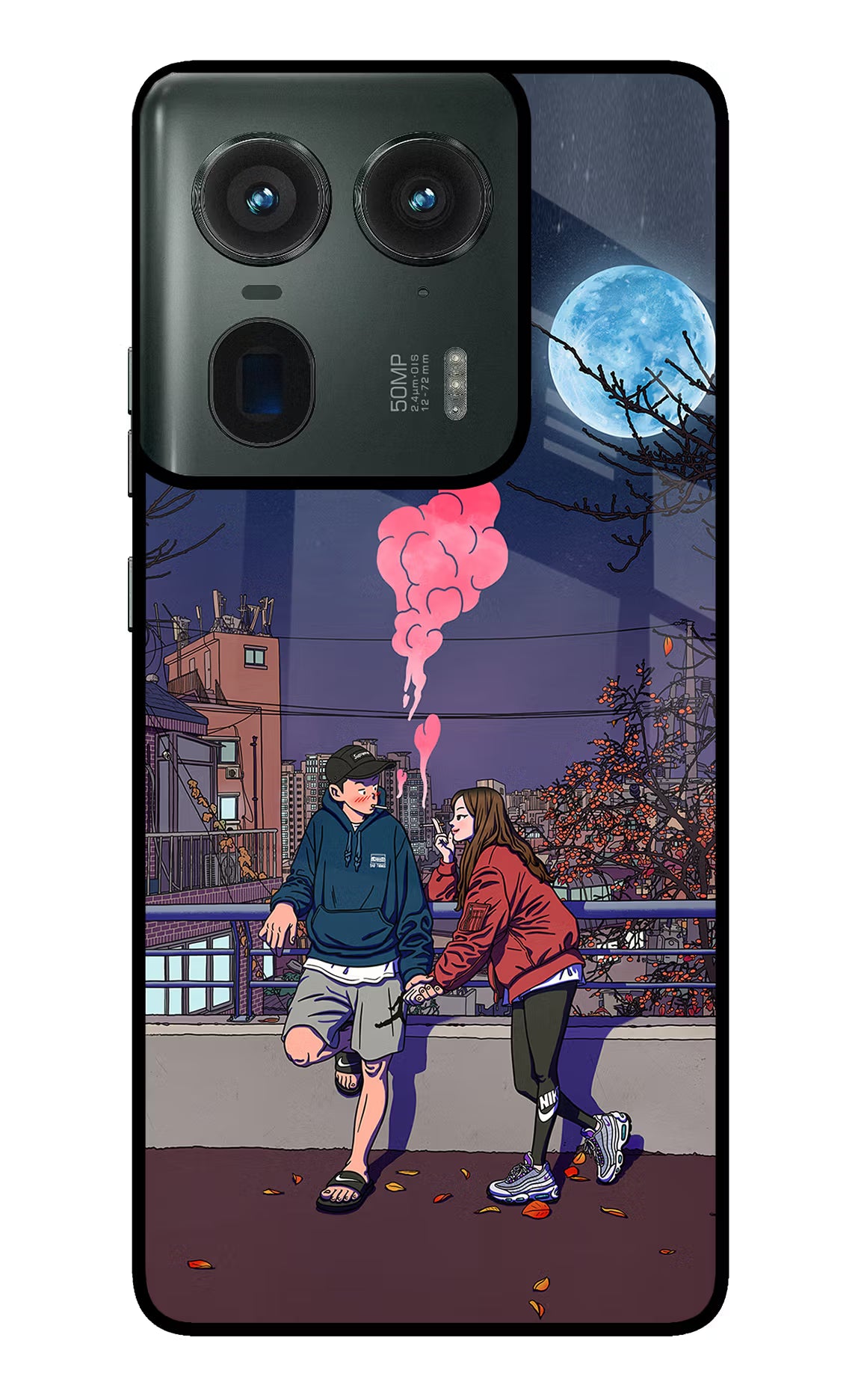 Chilling Couple Moto Edge 50 Ultra 5G Glass Case Back Cover by Casekaro