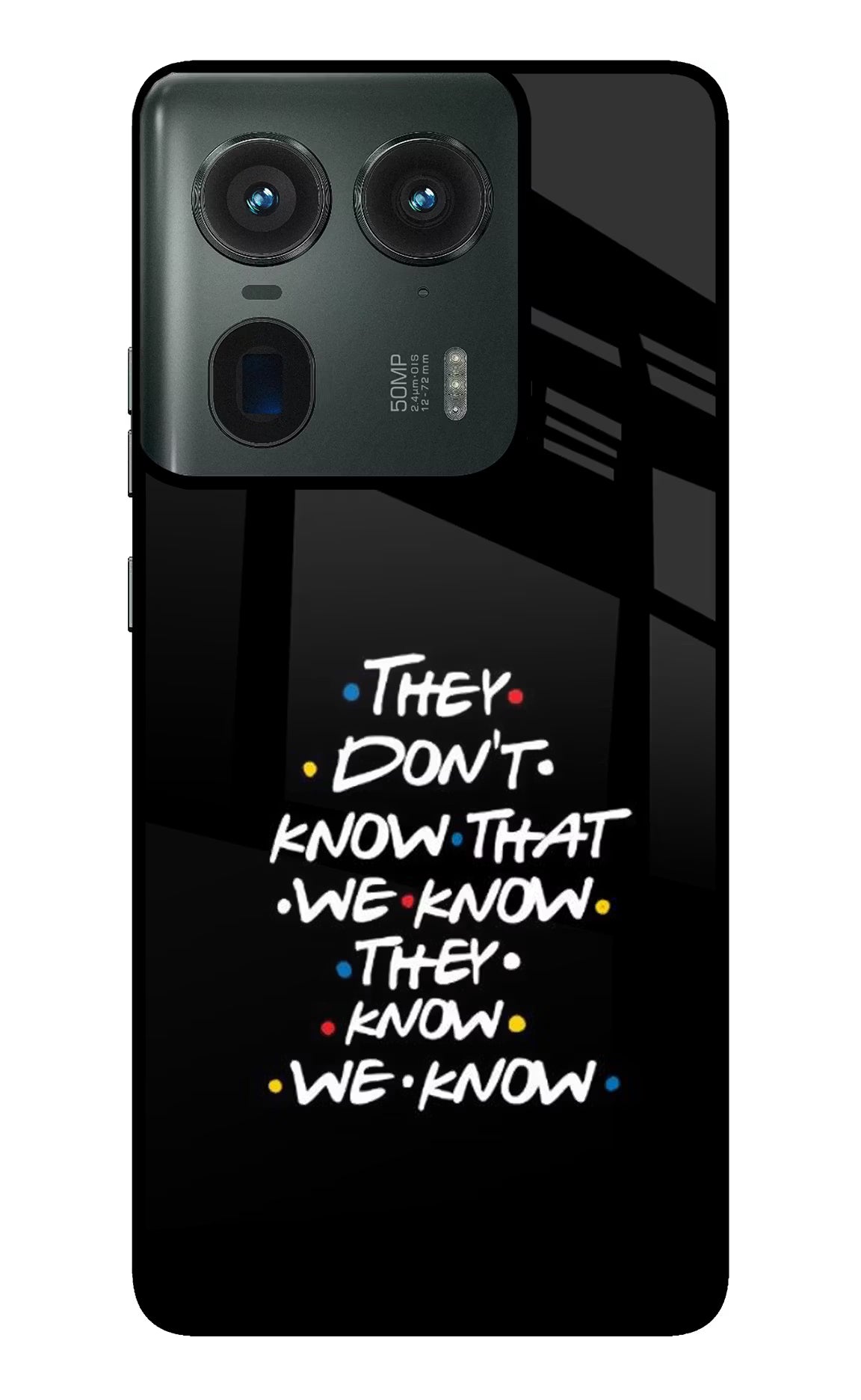 FRIENDS Dialogue Moto Edge 50 Ultra 5G Glass Case Back Cover by Casekaro