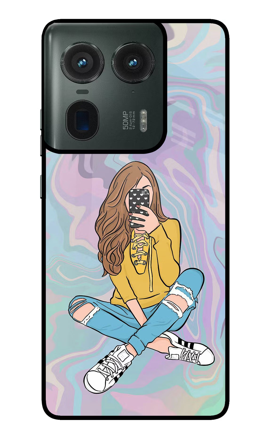 Selfie Girl Moto Edge 50 Ultra 5G Glass Case Back Cover by Casekaro