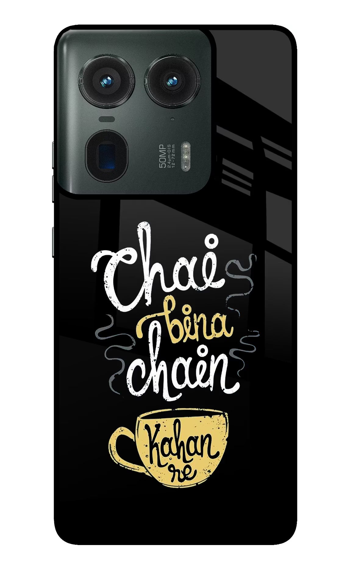 Chai Bina Chain Kaha Re Moto Edge 50 Ultra 5G Glass Case Back Cover by Casekaro