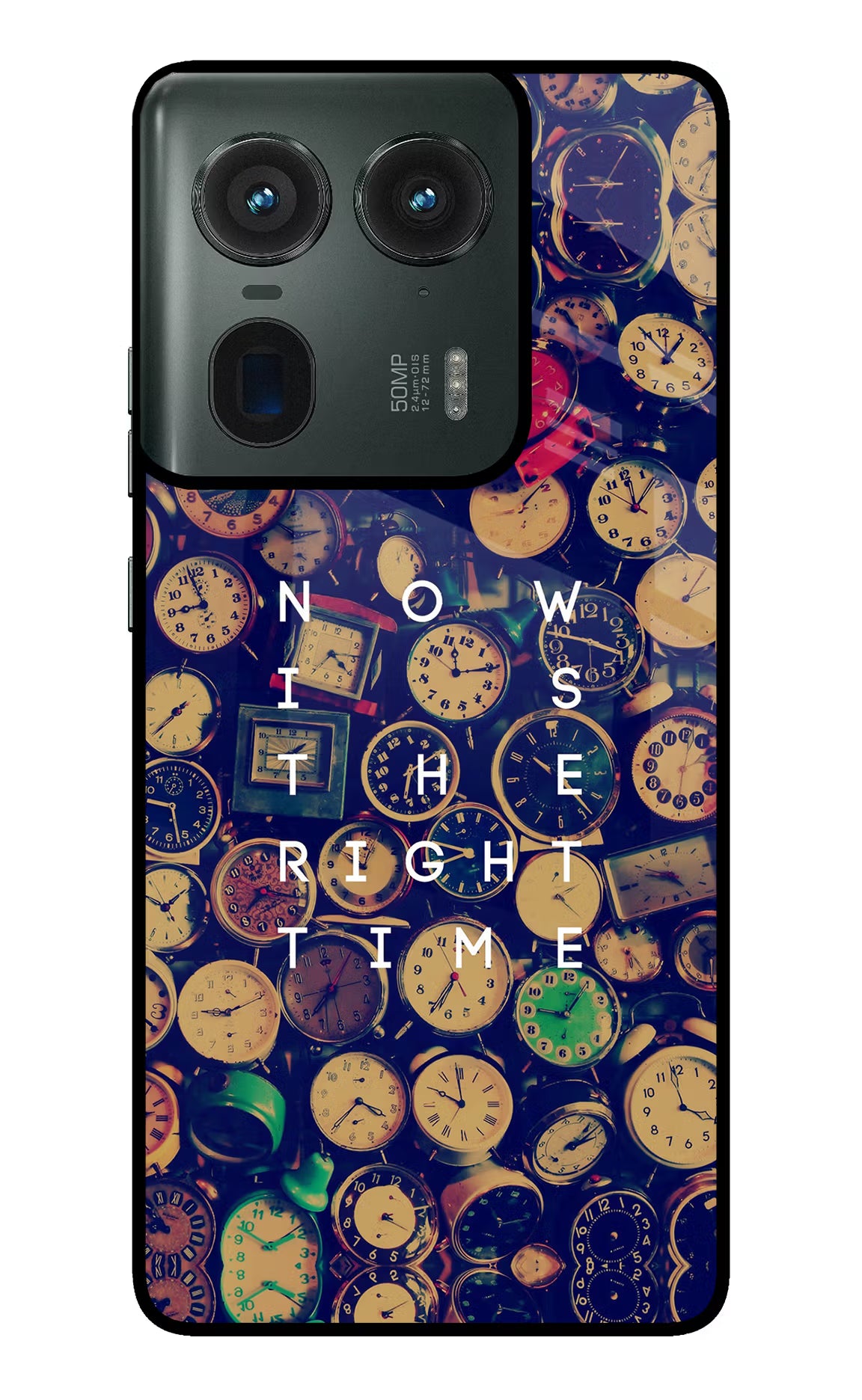 Now is the Right Time Quote Moto Edge 50 Ultra 5G Glass Case Back Cover by Casekaro