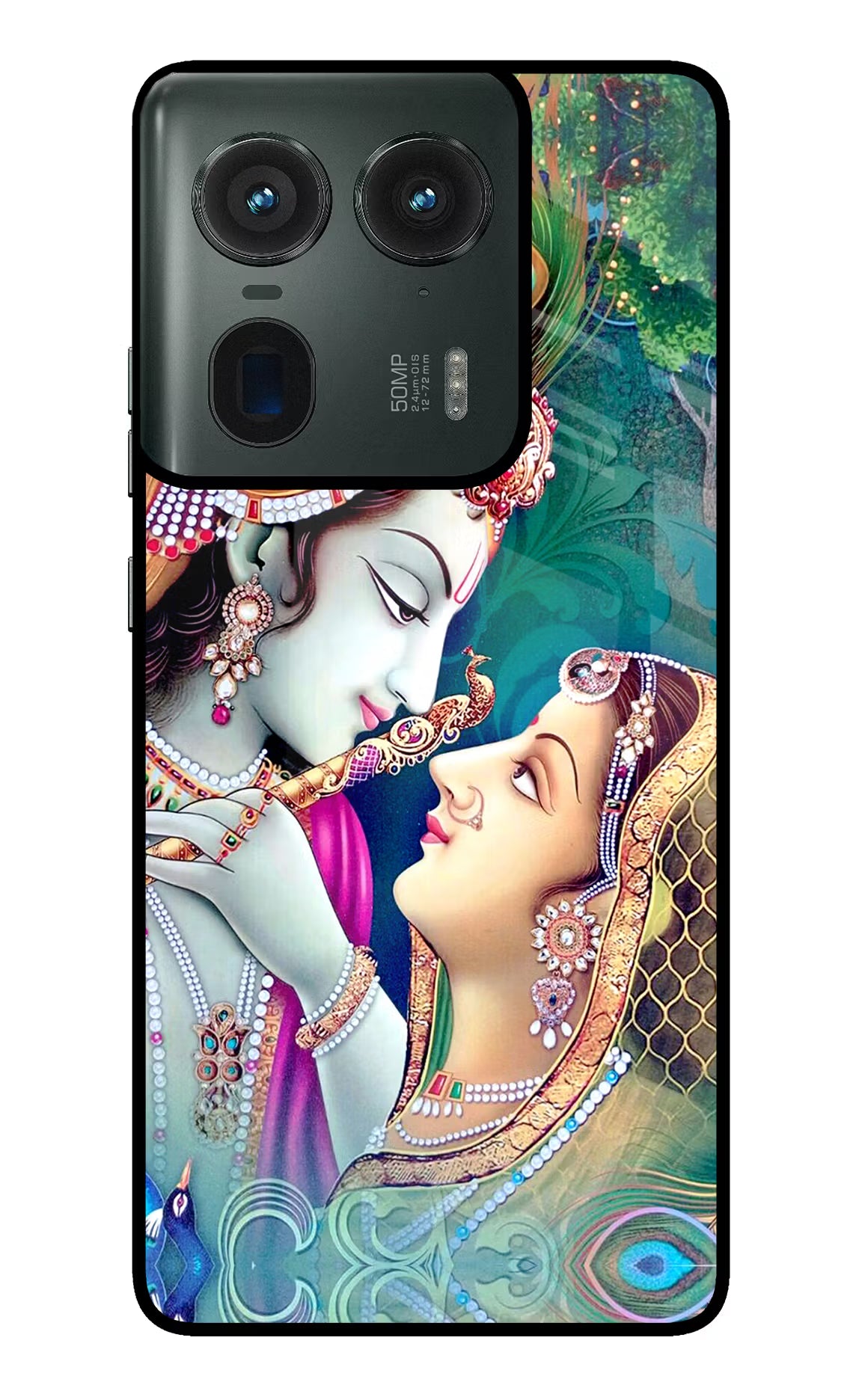 Lord Radha Krishna Moto Edge 50 Ultra 5G Glass Case Back Cover by Casekaro