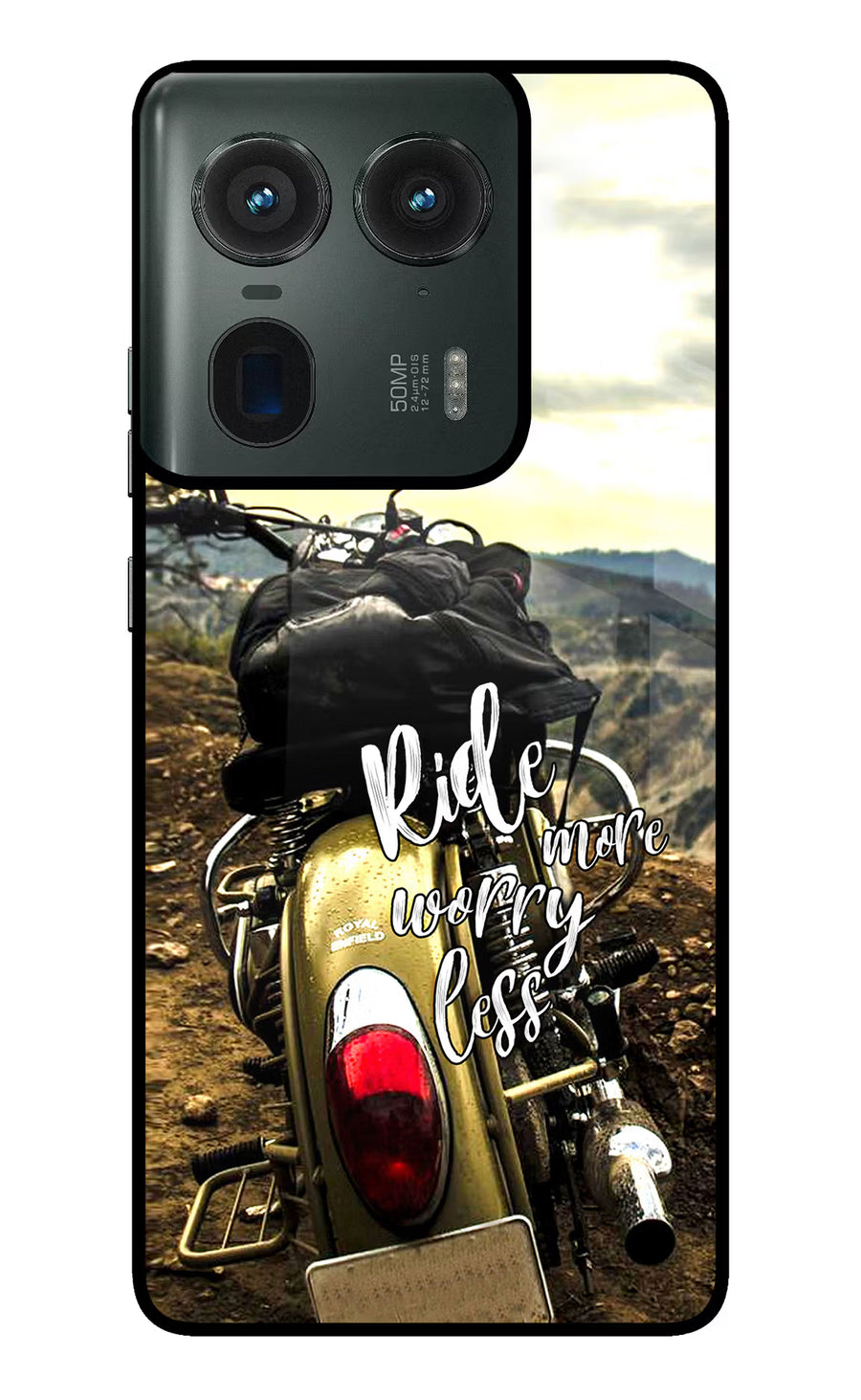 Ride More Worry Less Moto Edge 50 Ultra 5G Back Cover, Glass case
