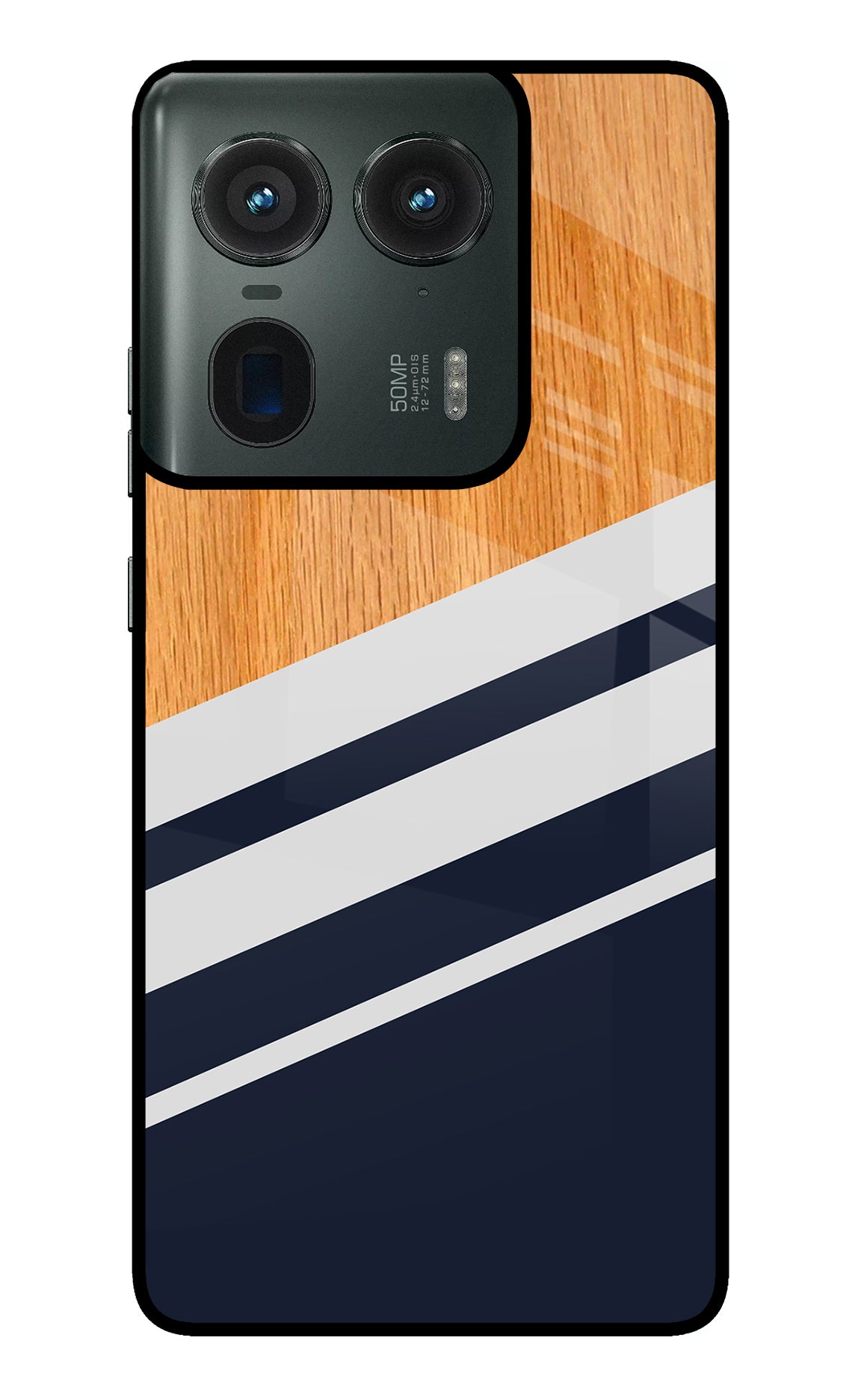 Blue and white wooden Moto Edge 50 Ultra 5G Glass Case