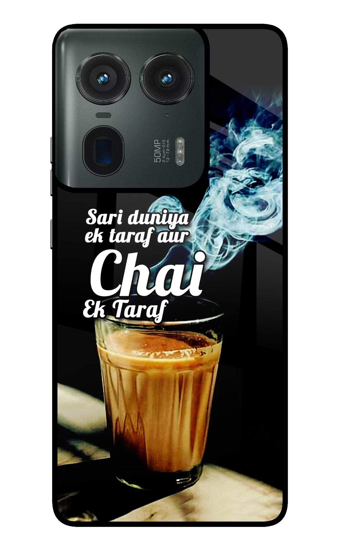 Chai Ek Taraf Quote Moto Edge 50 Ultra 5G Glass Case Back Cover by Casekaro