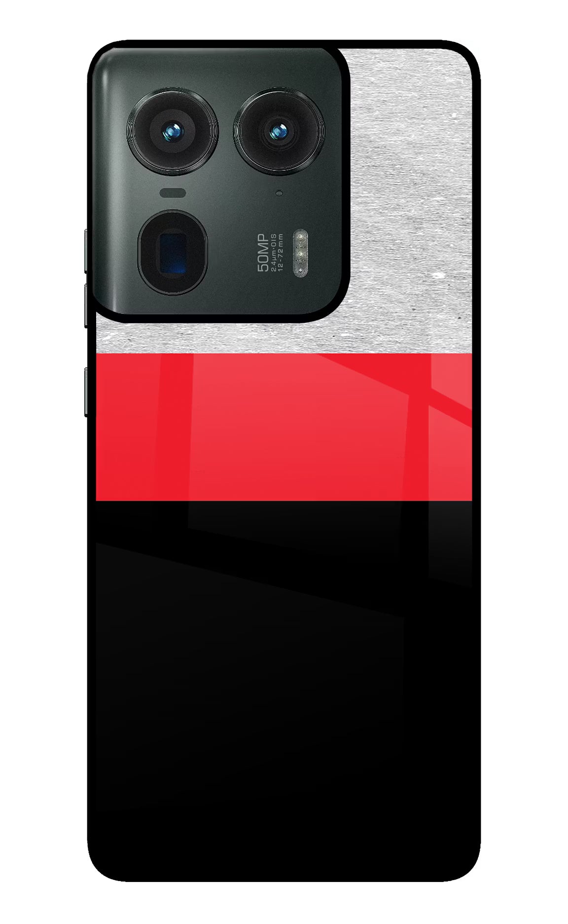Tri Color Pattern Moto Edge 50 Ultra 5G Glass Case Back Cover by Casekaro