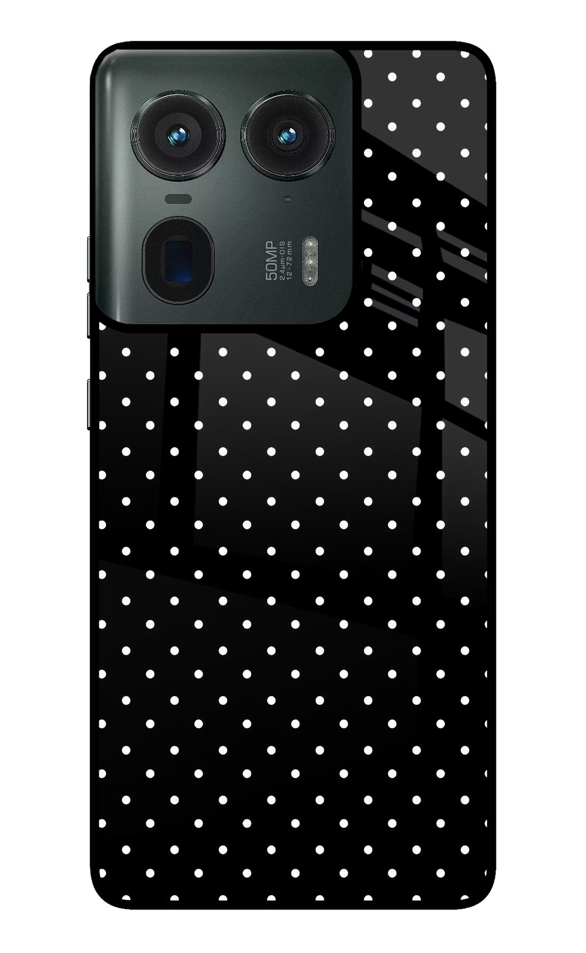 White Dots Moto Edge 50 Ultra 5G Glass Case Back Cover by Casekaro