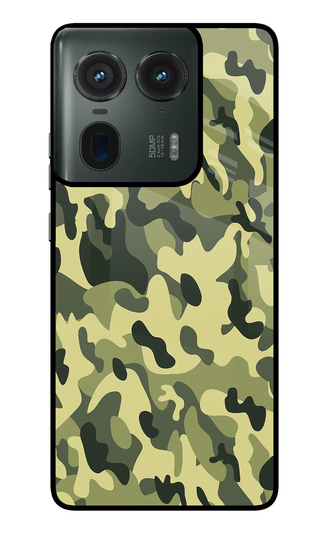 Camouflage Moto Edge 50 Ultra 5G Glass Case Back Cover by Casekaro