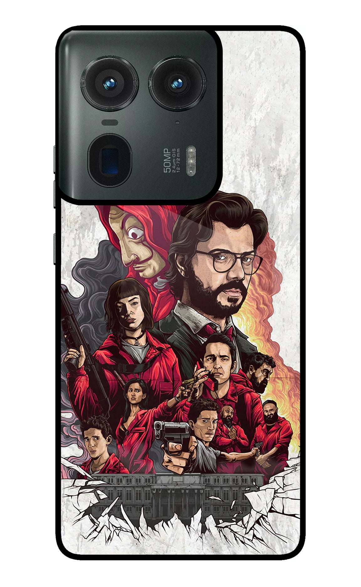 Money Heist Artwork Moto Edge 50 Ultra 5G Glass Case