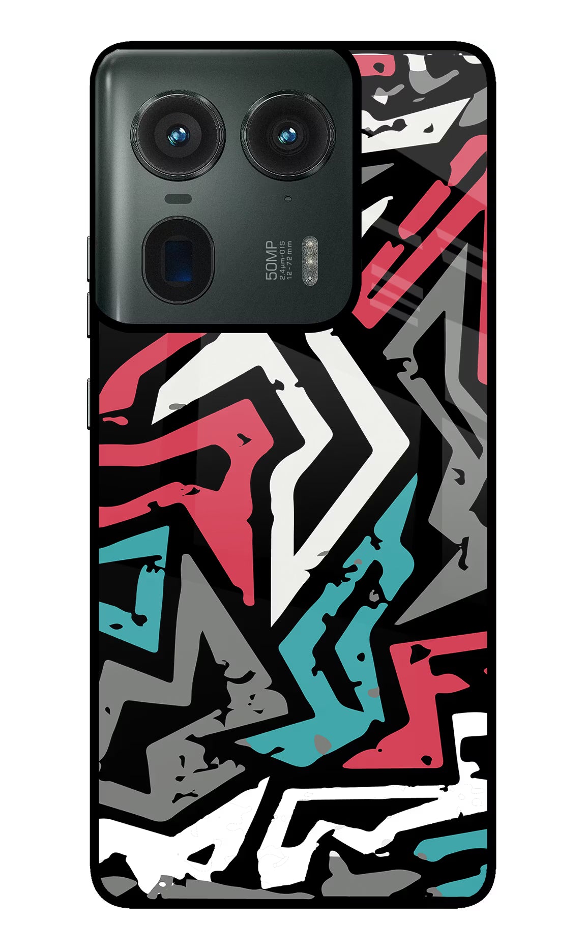 Geometric Graffiti Moto Edge 50 Ultra 5G Glass Case Back Cover by Casekaro