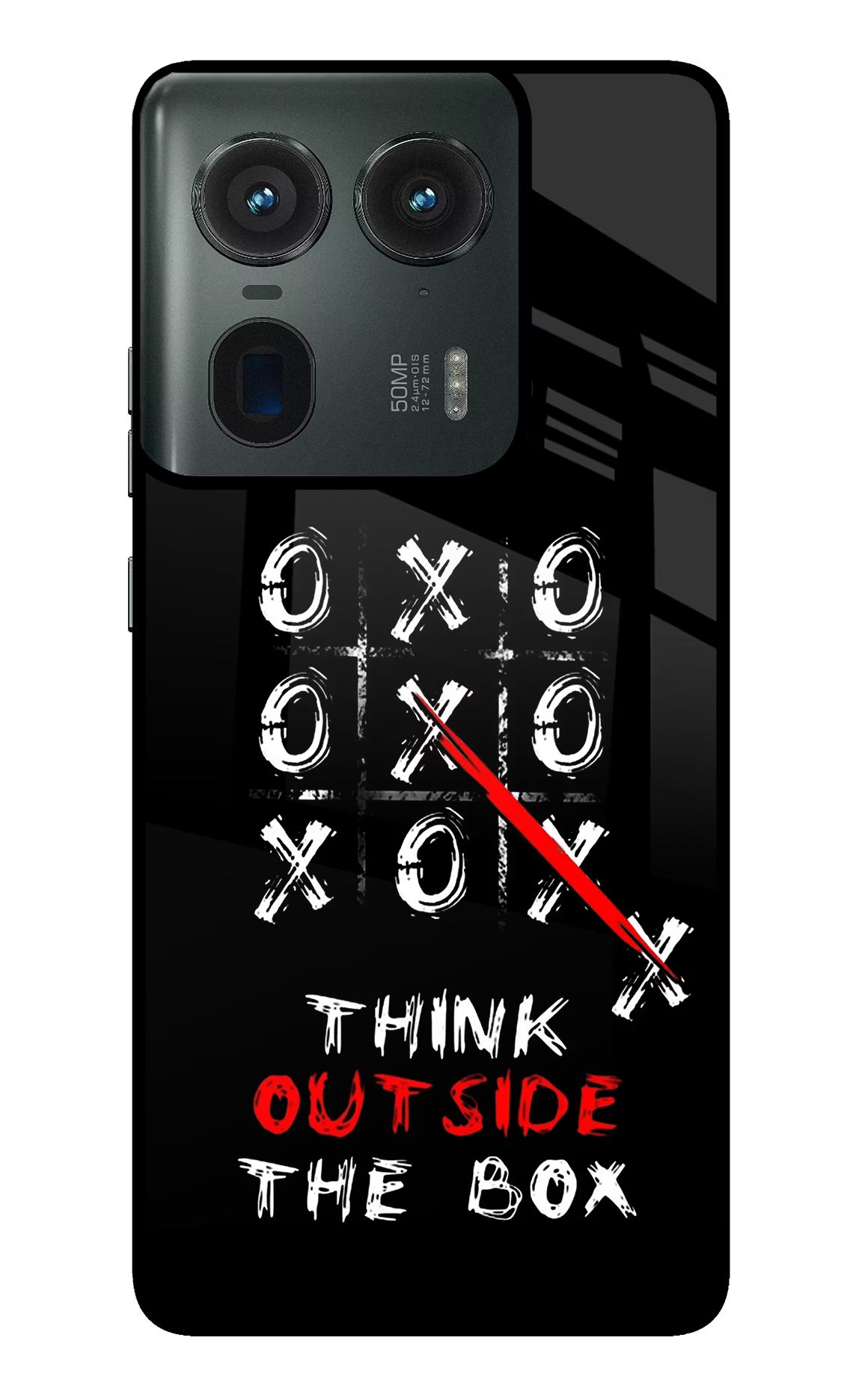 Think out of the BOX Moto Edge 50 Ultra 5G Glass Case Back Cover by Casekaro