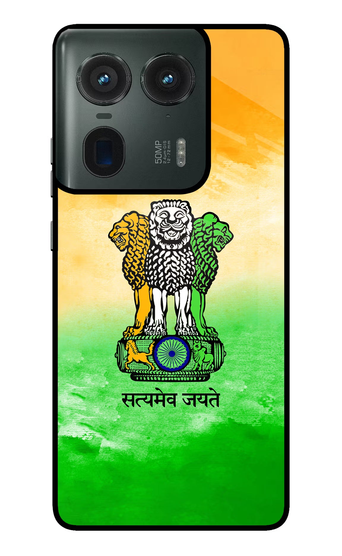 Satyamev Jayate Flag Moto Edge 50 Ultra 5G Glass Case Back Cover by Casekaro