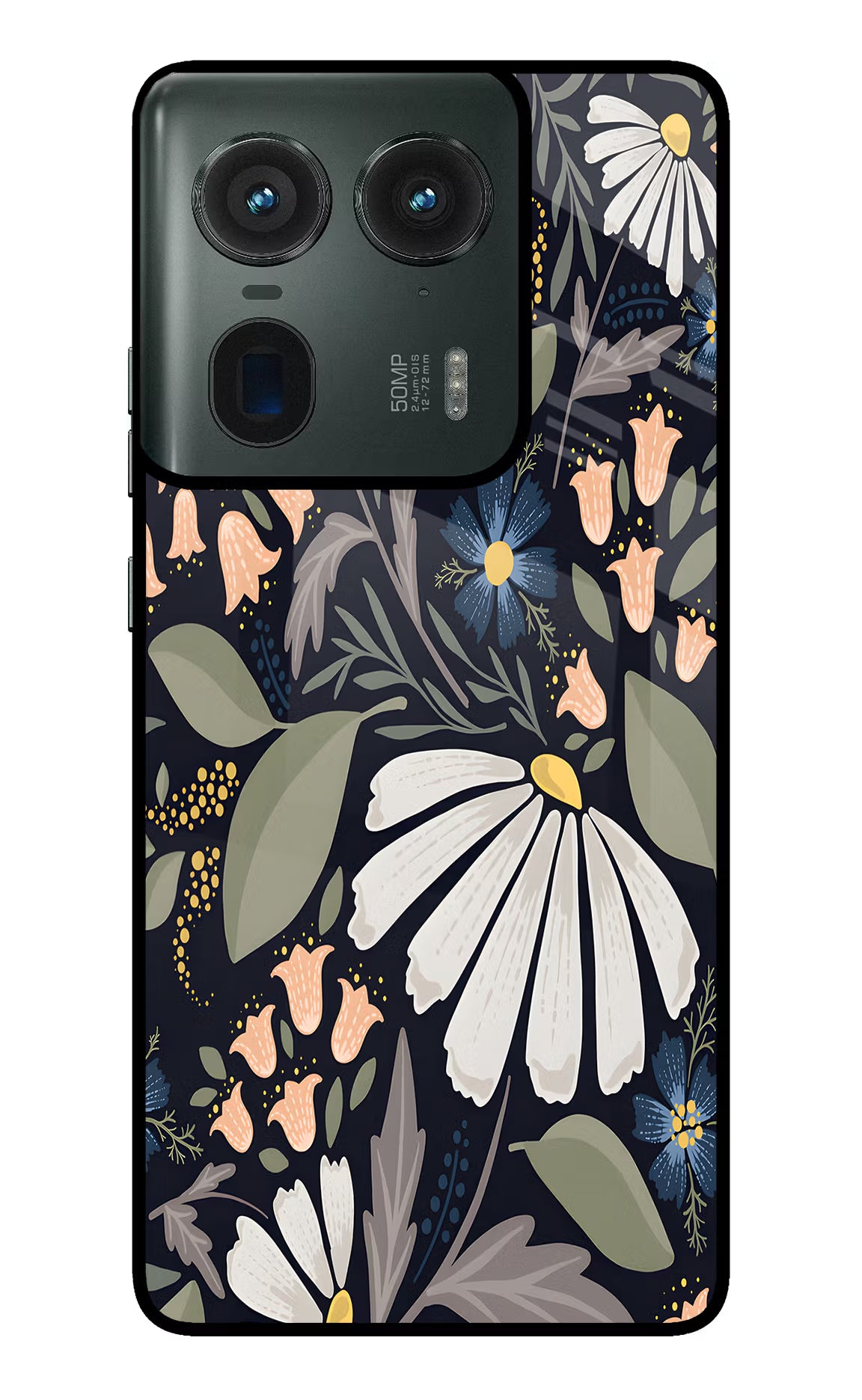 Flowers Art Moto Edge 50 Ultra 5G Glass Case Back Cover by Casekaro