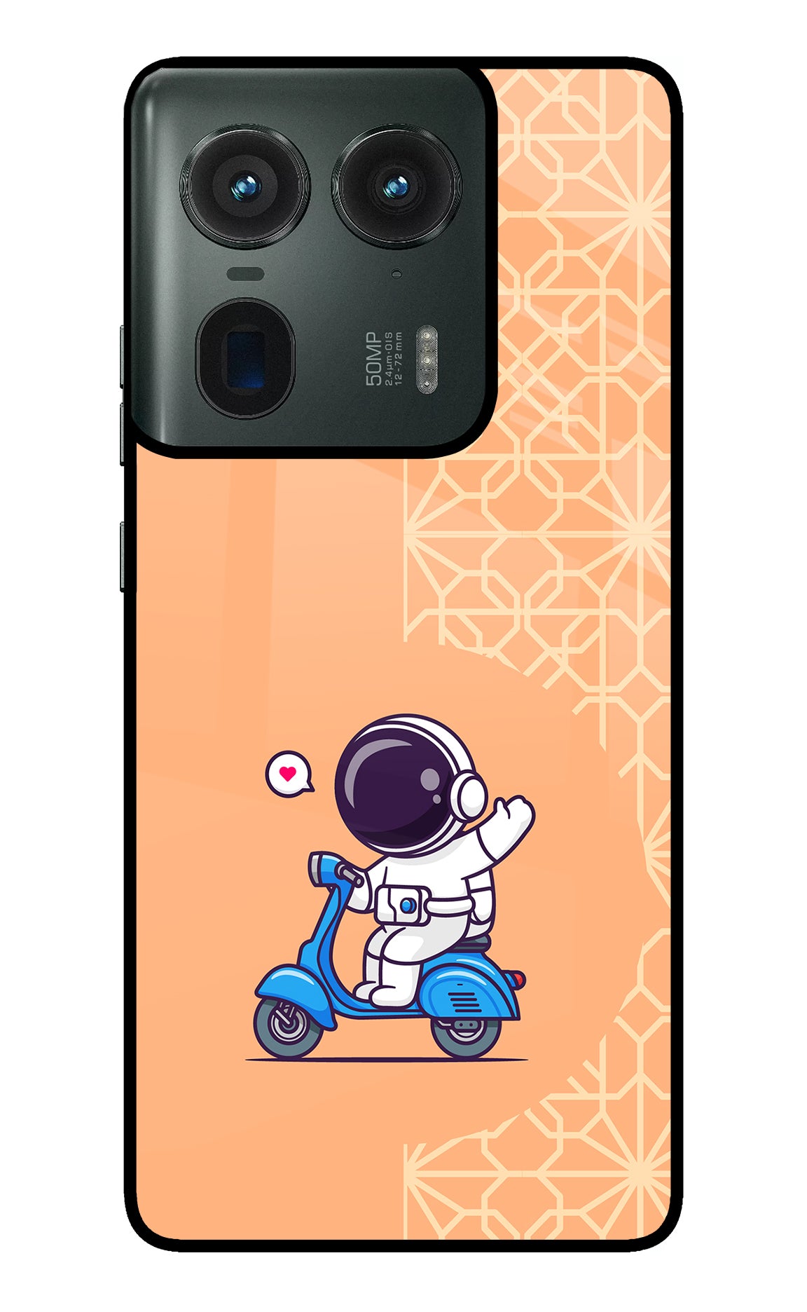 Cute Astronaut Riding Moto Edge 50 Ultra 5G Glass Case