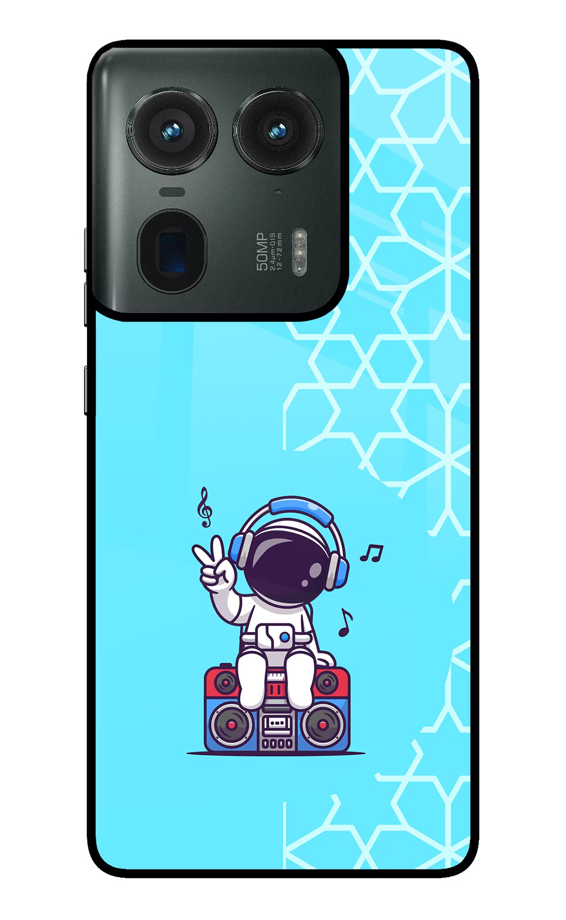 Cute Astronaut Chilling Moto Edge 50 Ultra 5G Glass Case Back Cover by Casekaro