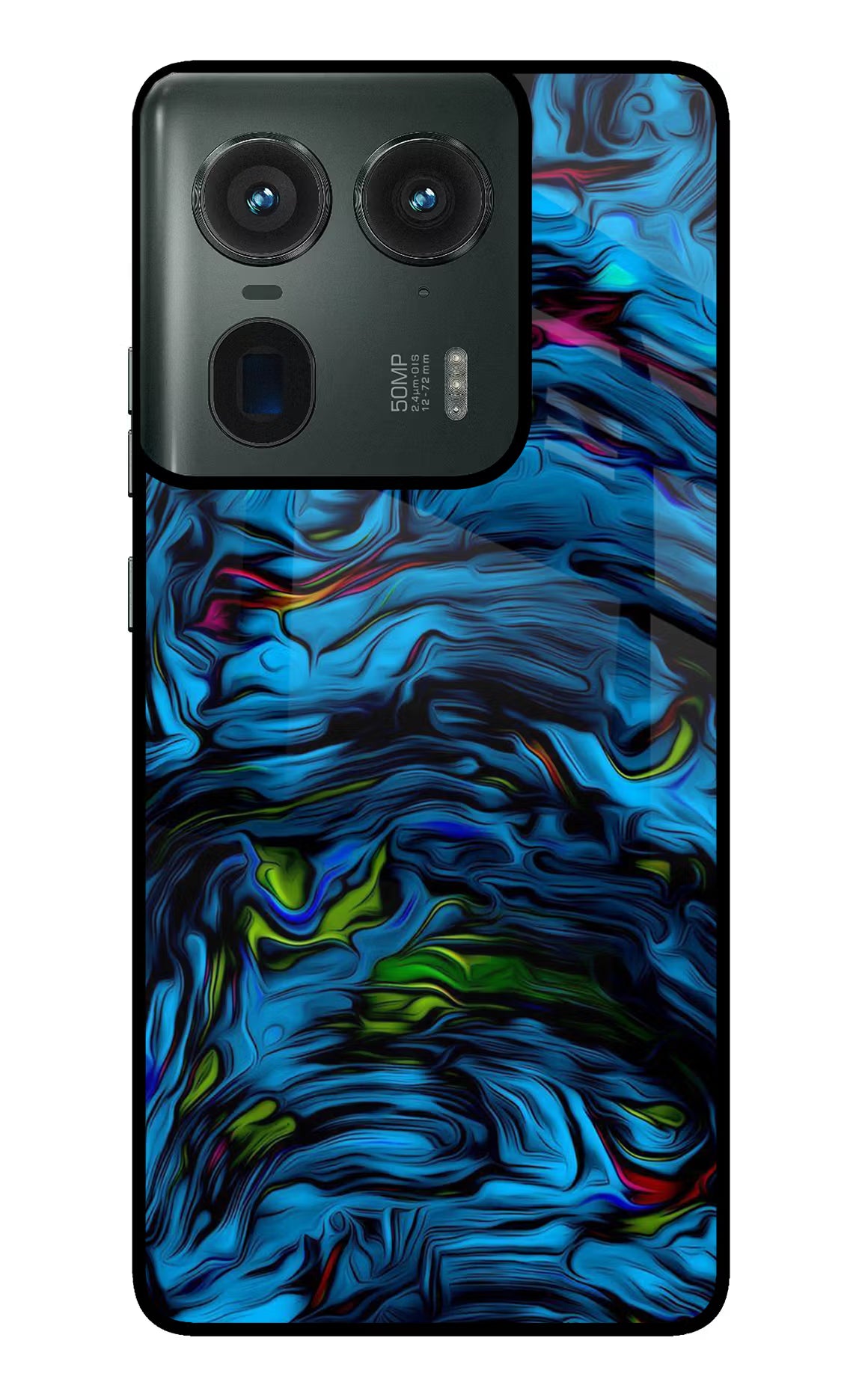 Dark Blue Abstract Moto Edge 50 Ultra 5G Glass Case Back Cover by Casekaro