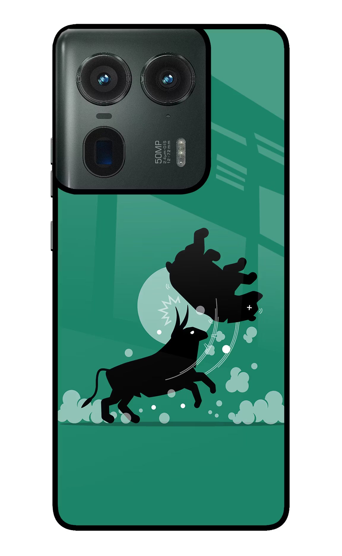 Bull Conqueror Moto Edge 50 Ultra 5G Glass Case Back Cover by Casekaro