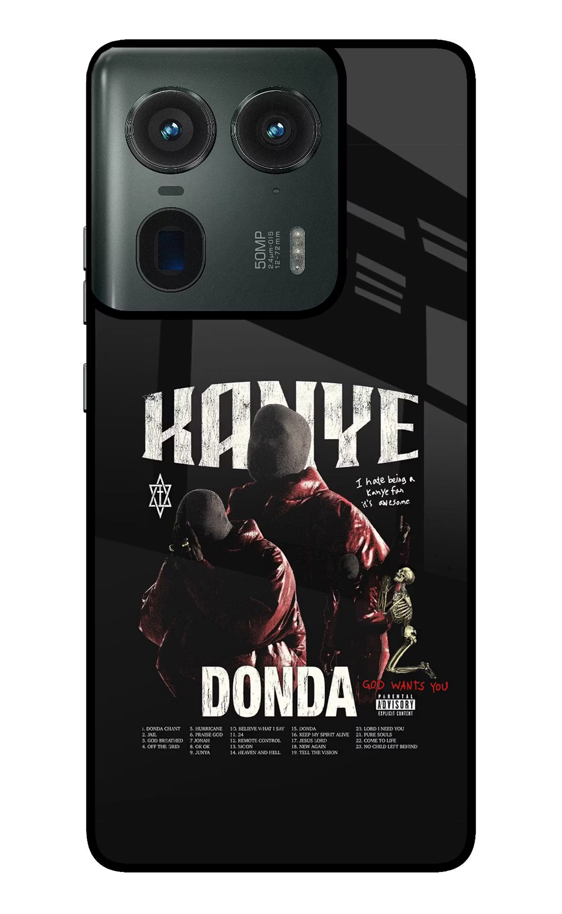 Donda Kanye West Moto Edge 50 Ultra 5G Glass Case Back Cover by Casekaro